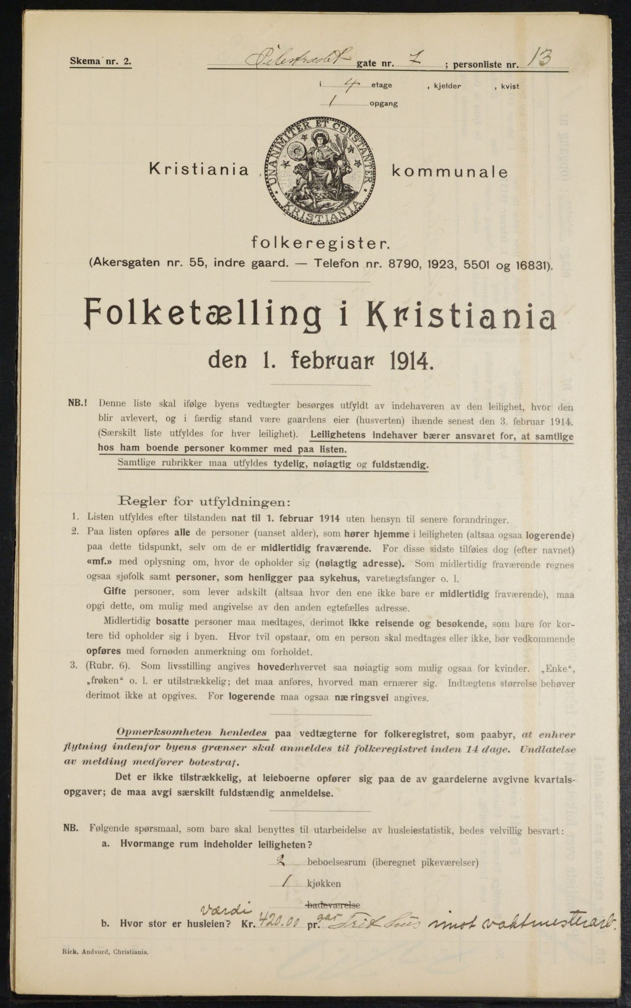 OBA, Municipal Census 1914 for Kristiania, 1914, p. 78870