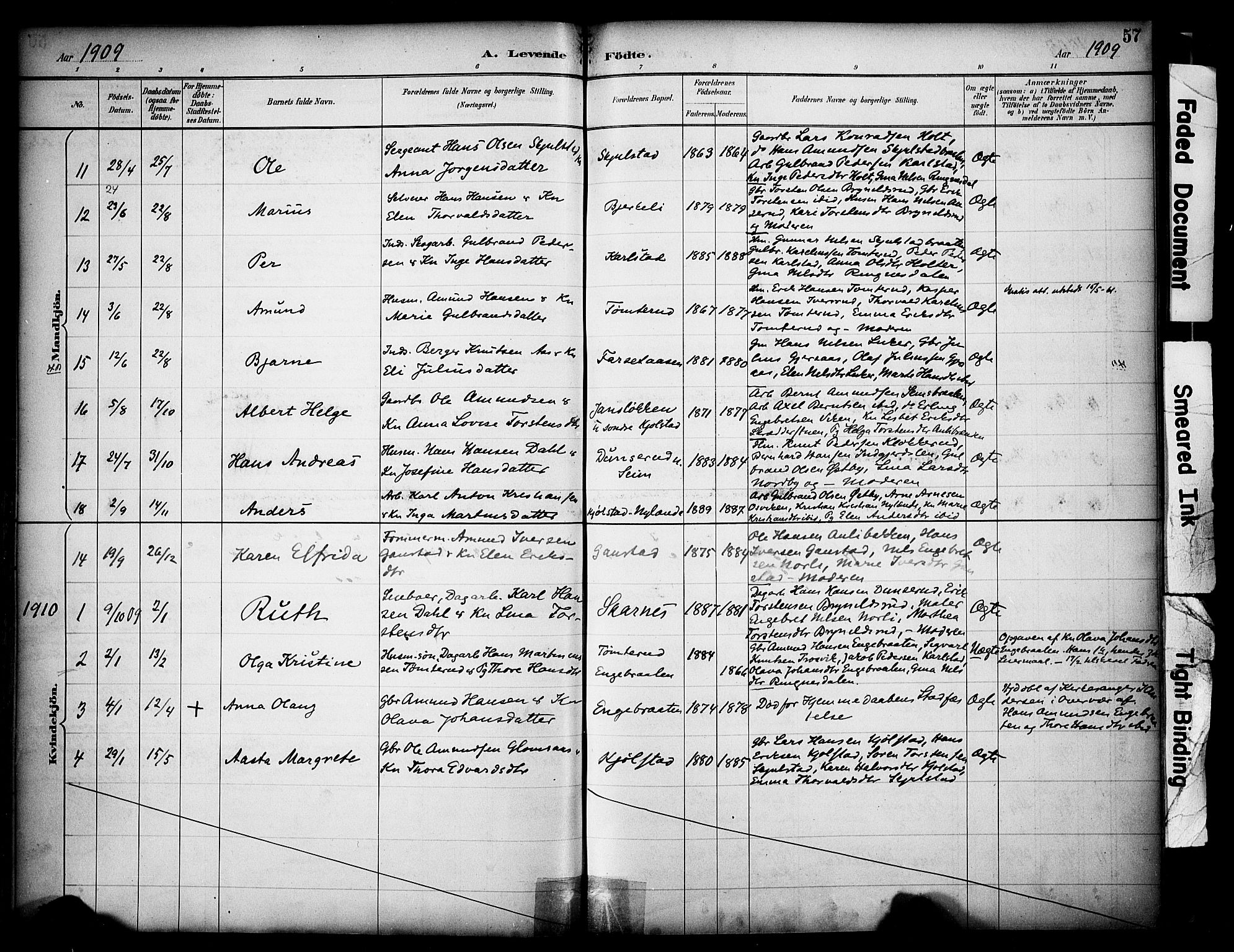 Sør-Odal prestekontor, AV/SAH-PREST-030/H/Ha/Haa/L0009: Parish register (official) no. 9, 1886-1926, p. 57