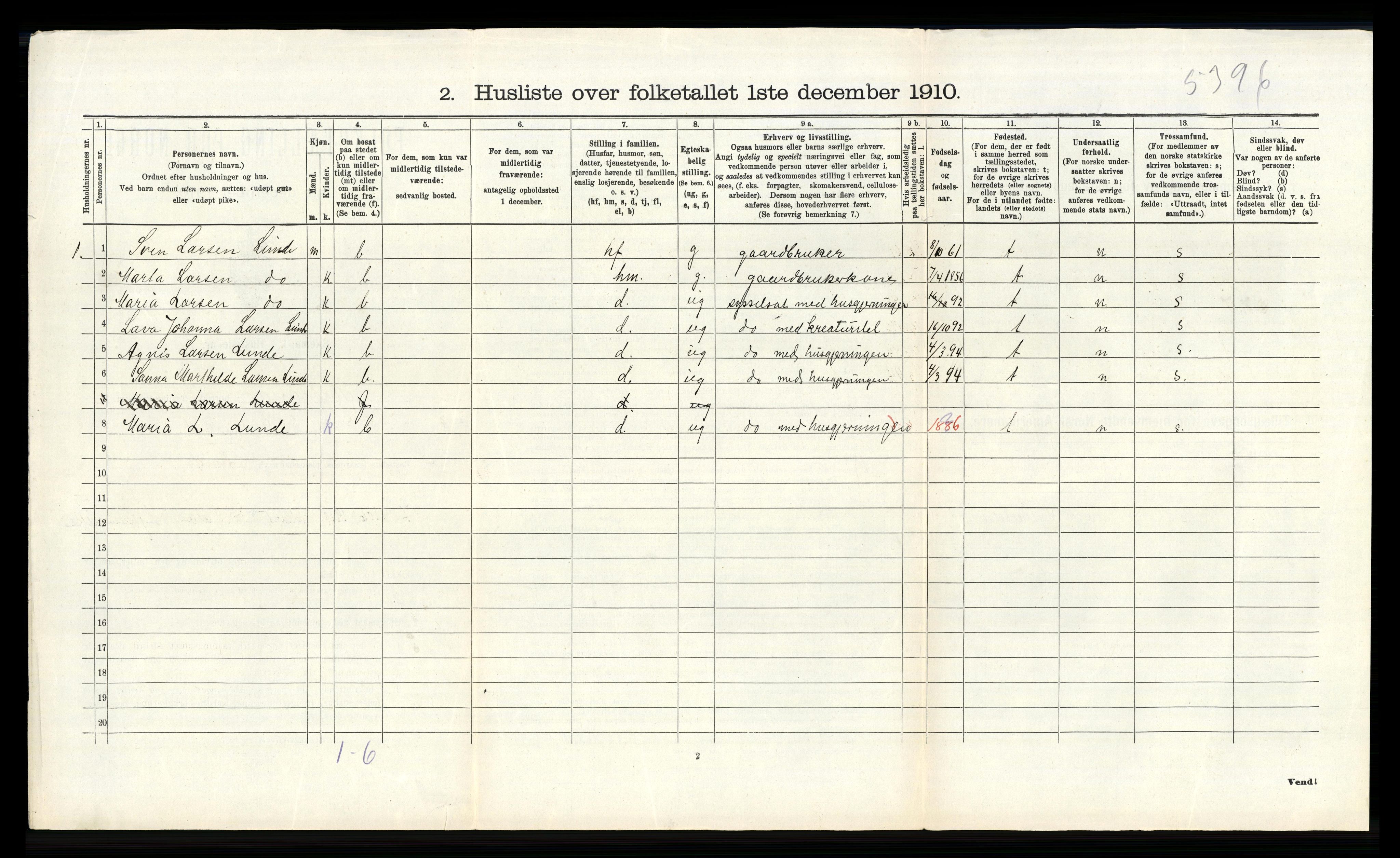 RA, 1910 census for Hetland, 1910, p. 308