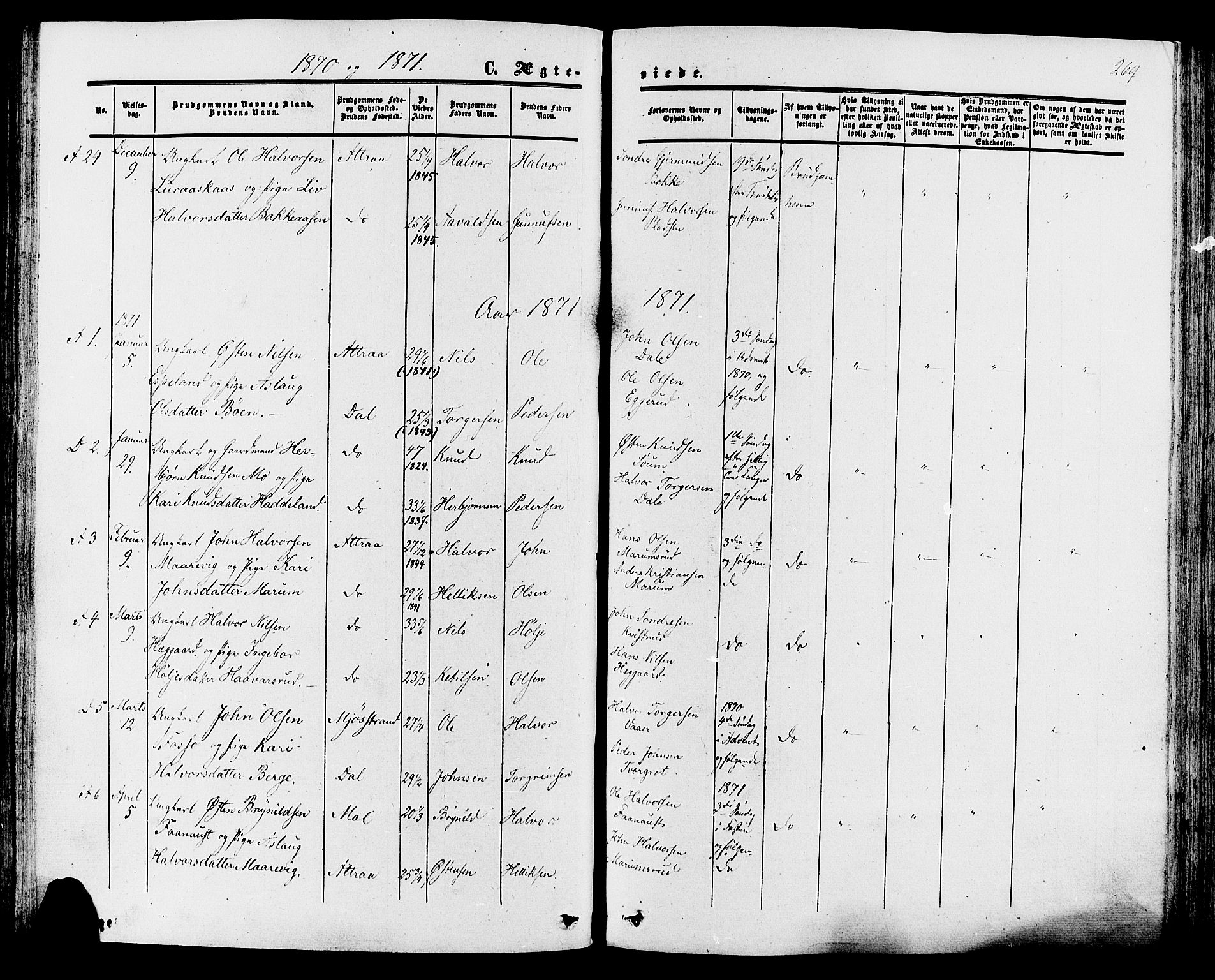 Tinn kirkebøker, AV/SAKO-A-308/F/Fa/L0006: Parish register (official) no. I 6, 1857-1878, p. 269