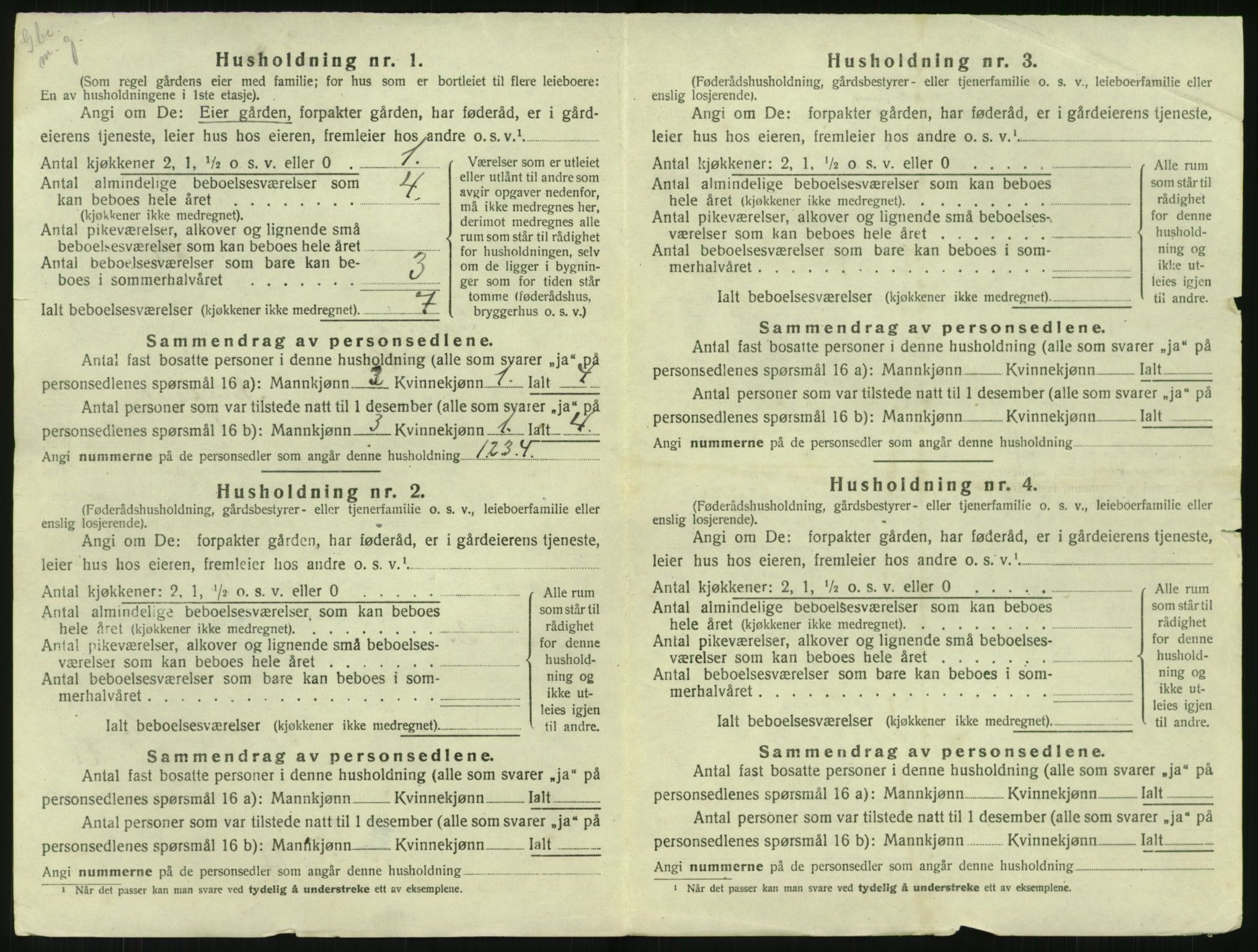 SAK, 1920 census for Birkenes, 1920, p. 784