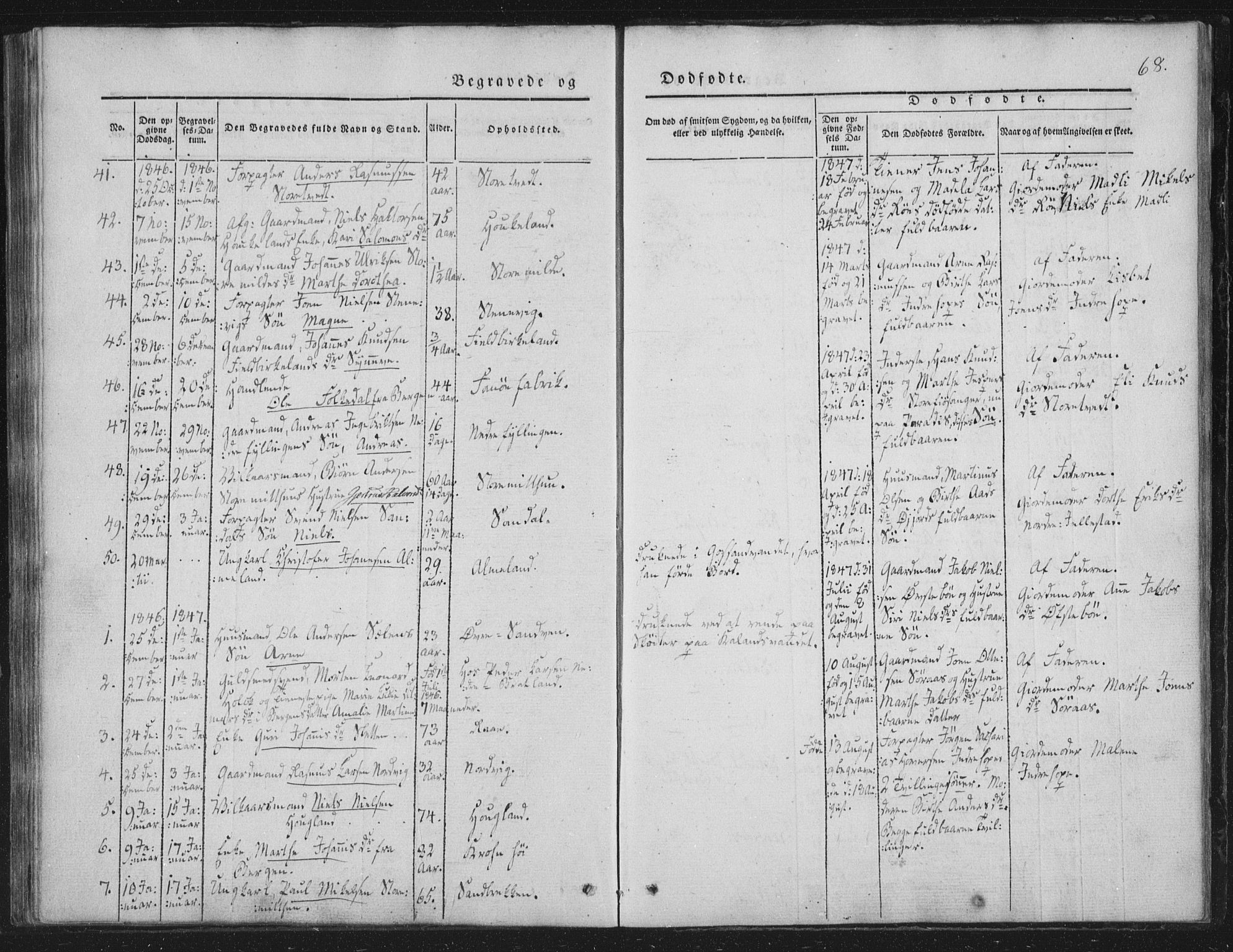 Fana Sokneprestembete, SAB/A-75101/H/Haa/Haaa/L0010: Parish register (official) no. A 10, 1841-1851, p. 68