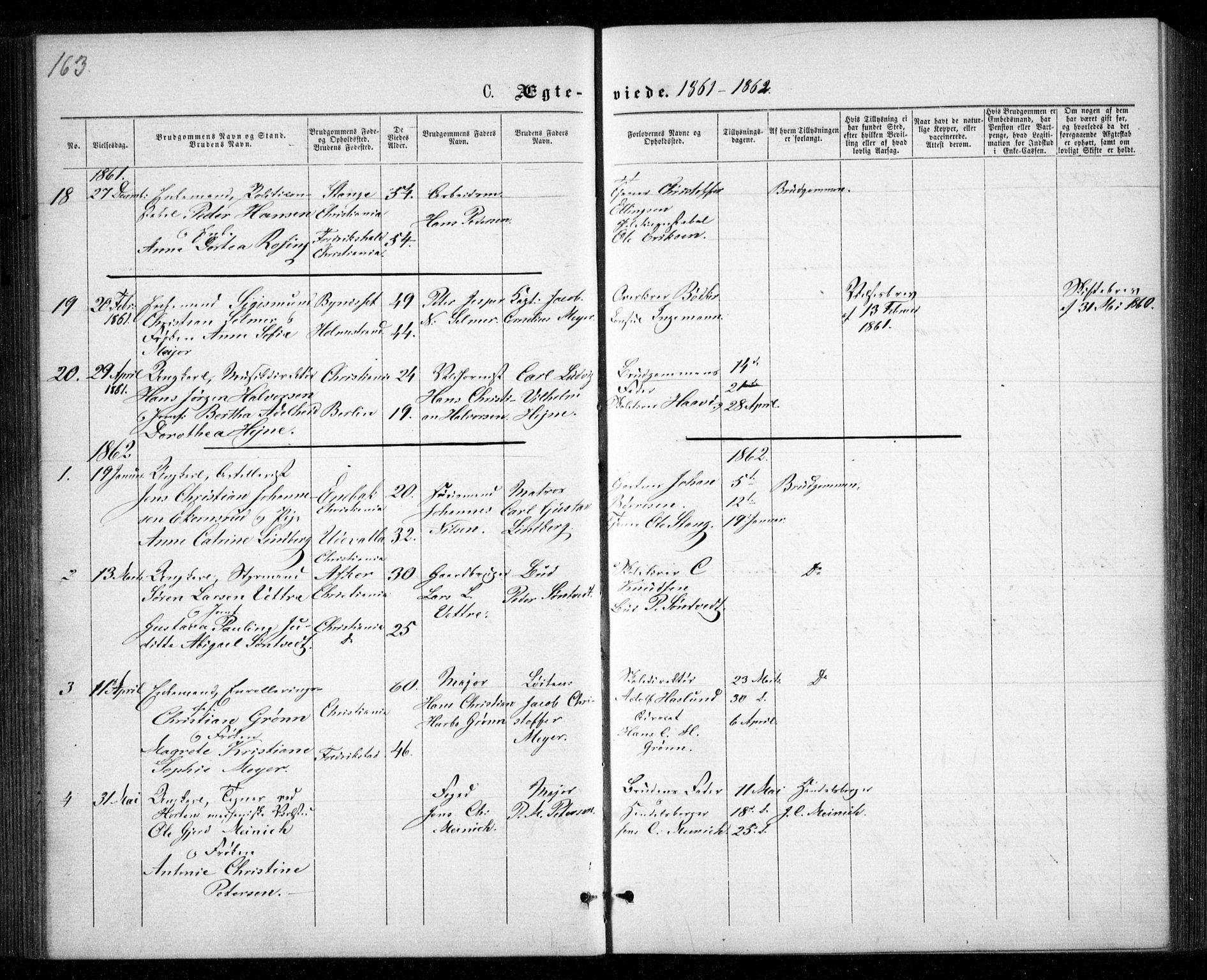 Garnisonsmenigheten Kirkebøker, SAO/A-10846/G/Ga/L0006: Parish register (copy) no. 6, 1860-1880, p. 163