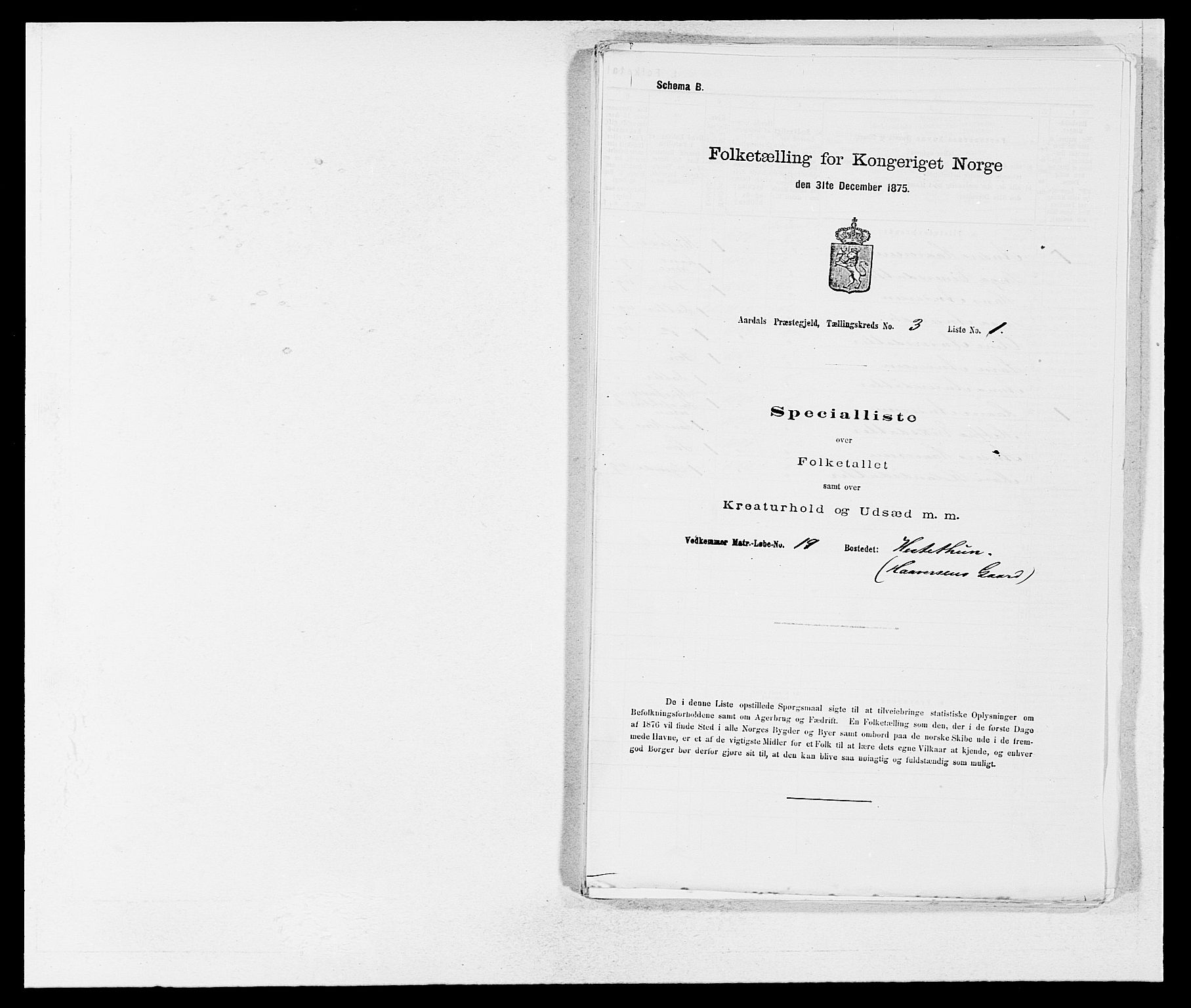 SAB, 1875 census for 1424P Årdal, 1875, p. 308