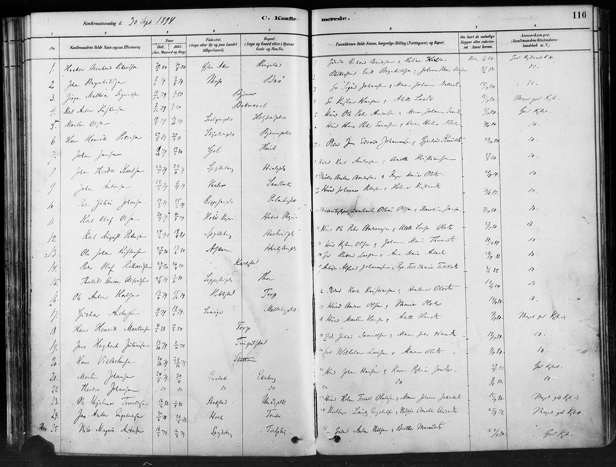 Hobøl prestekontor Kirkebøker, AV/SAO-A-2002/F/Fa/L0005: Parish register (official) no. I 5, 1878-1904, p. 116