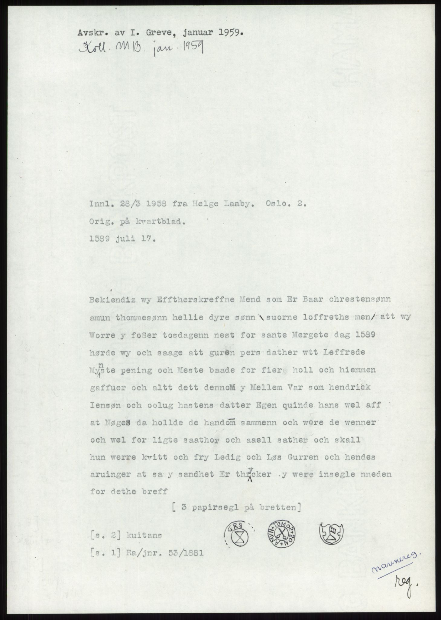 Samlinger til kildeutgivelse, Diplomavskriftsamlingen, RA/EA-4053/H/Ha, p. 480