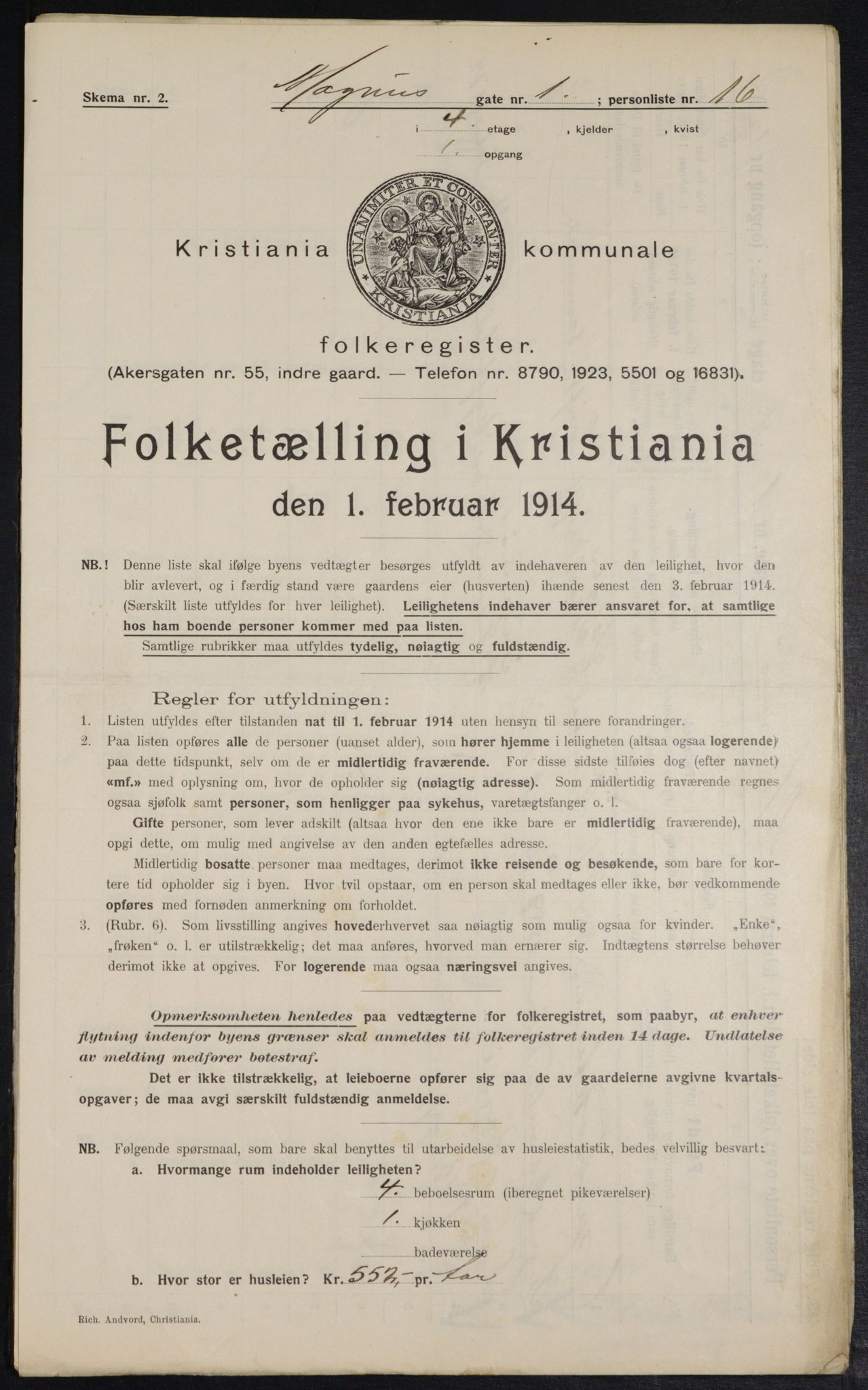 OBA, Municipal Census 1914 for Kristiania, 1914, p. 59159