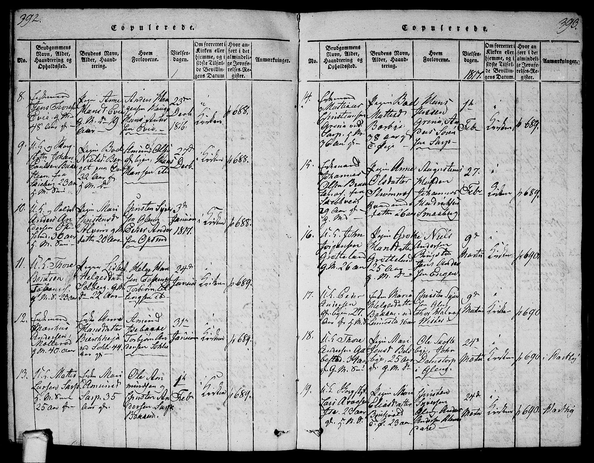 Tune prestekontor Kirkebøker, SAO/A-2007/G/Ga/L0001: Parish register (copy) no. I 1, 1815-1822, p. 392-393