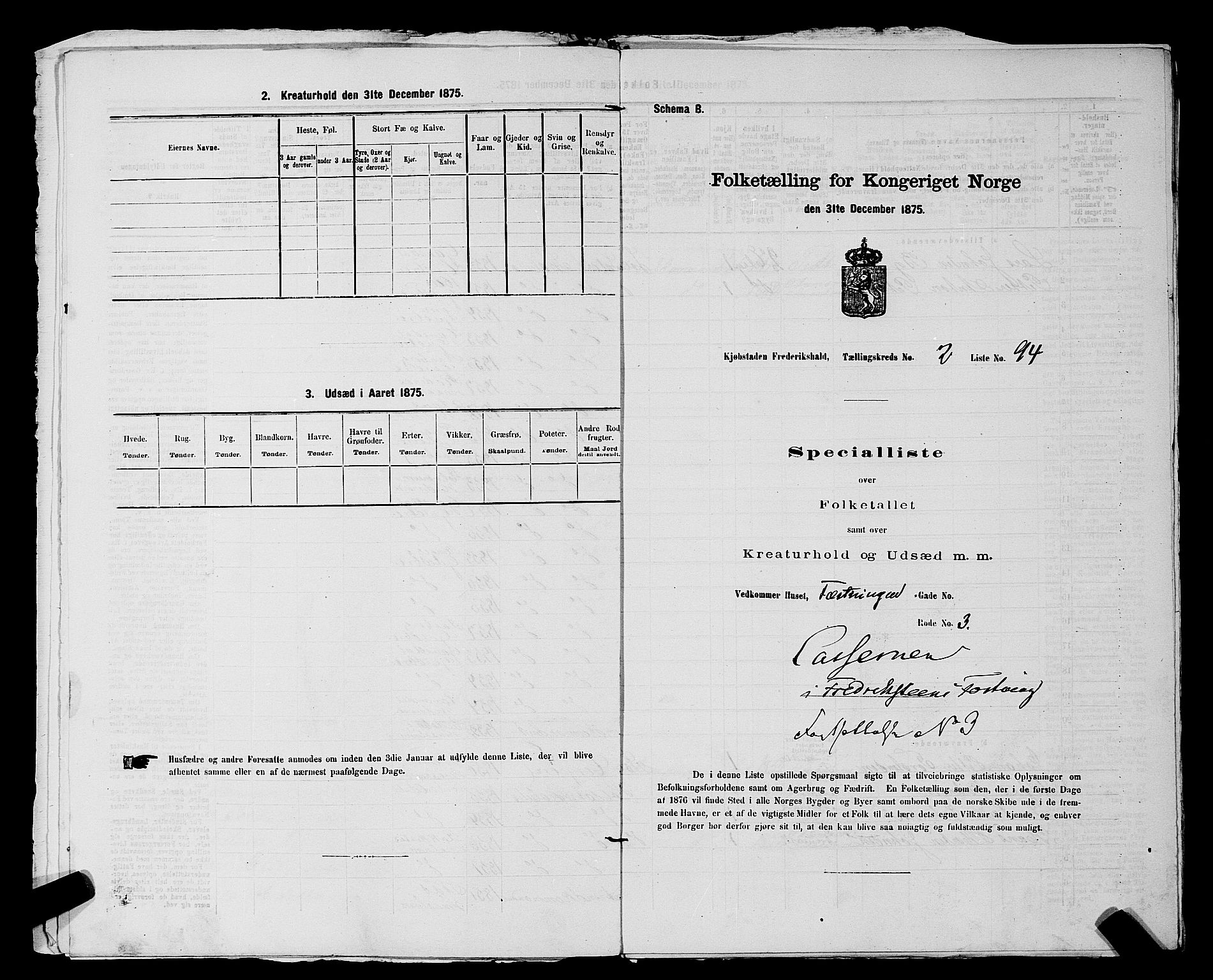 RA, 1875 census for 0101P Fredrikshald, 1875, p. 223