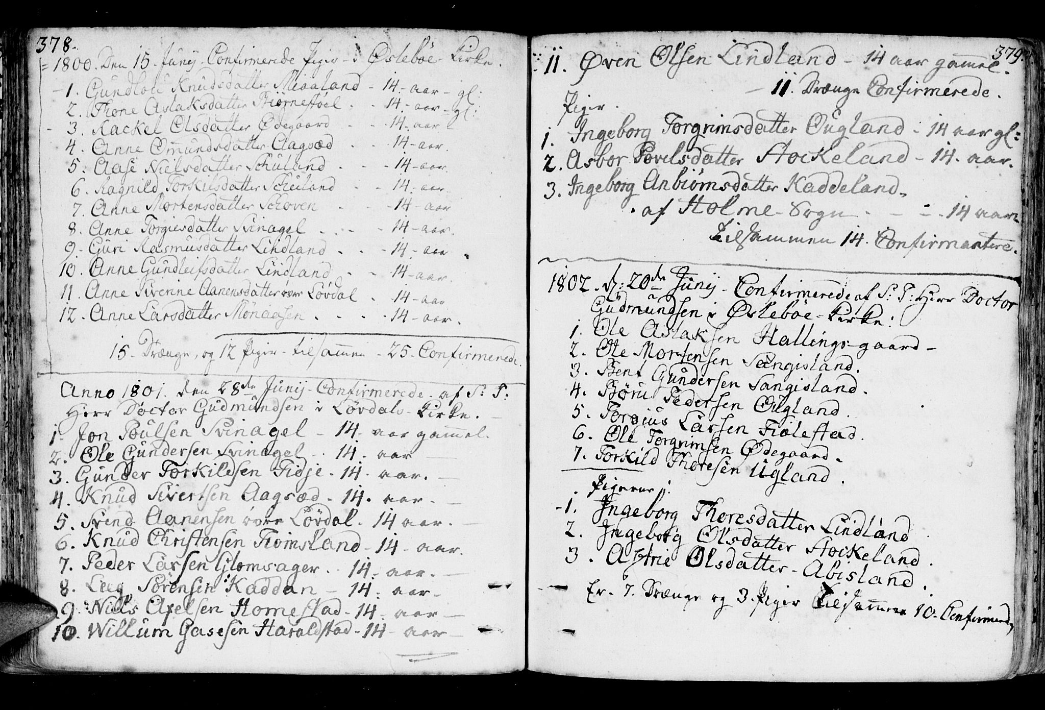 Holum sokneprestkontor, AV/SAK-1111-0022/F/Fa/Fab/L0004: Parish register (official) no. A 4, 1774-1847, p. 378-379