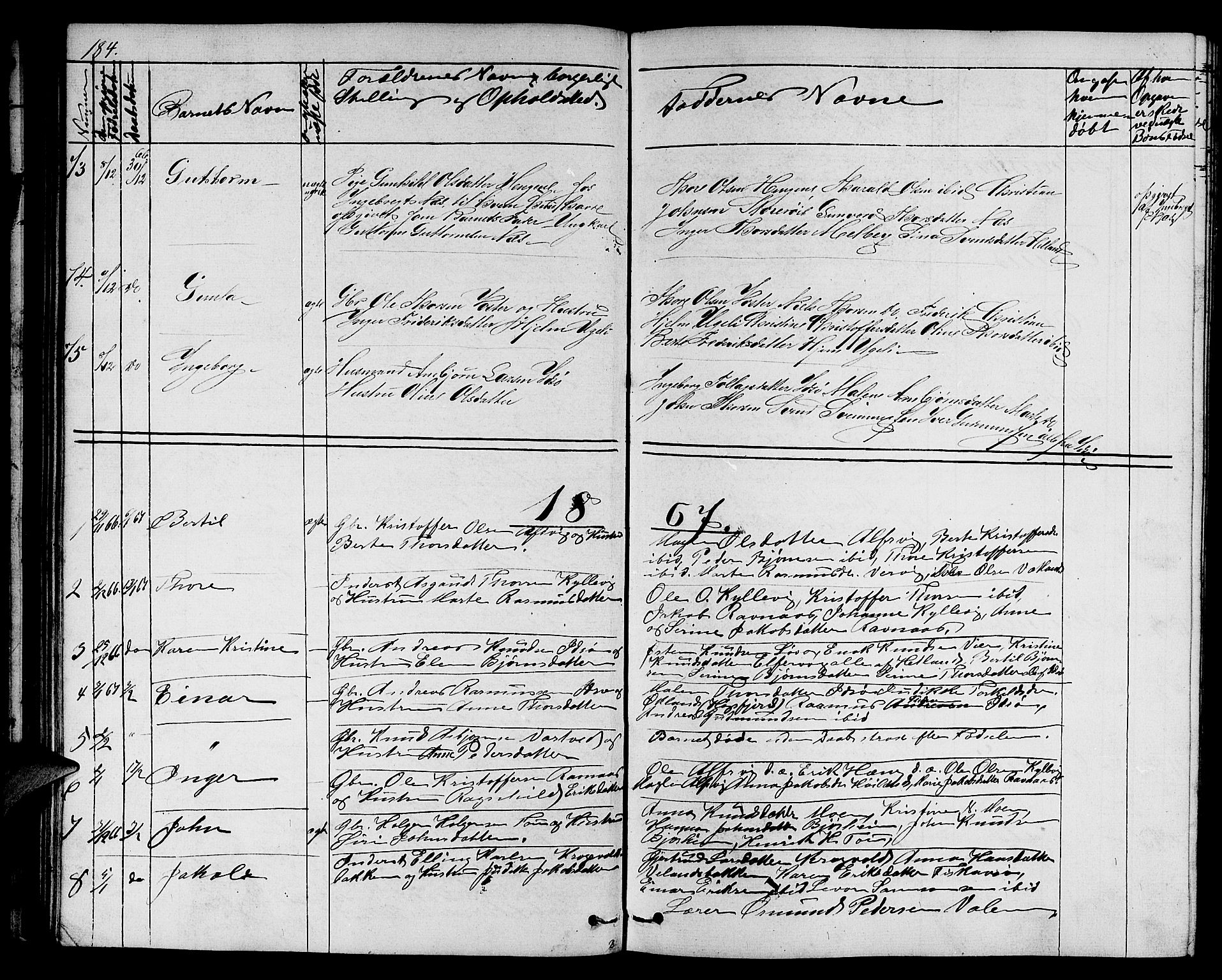 Strand sokneprestkontor, SAST/A-101828/H/Ha/Hab/L0003: Parish register (copy) no. B 3, 1855-1881, p. 184