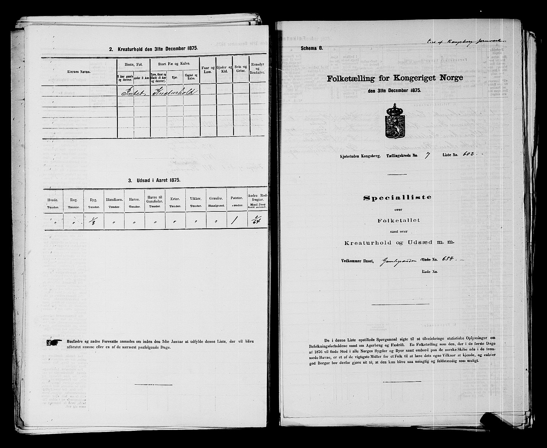 SAKO, 1875 census for 0604B Kongsberg/Kongsberg, 1875, p. 1327