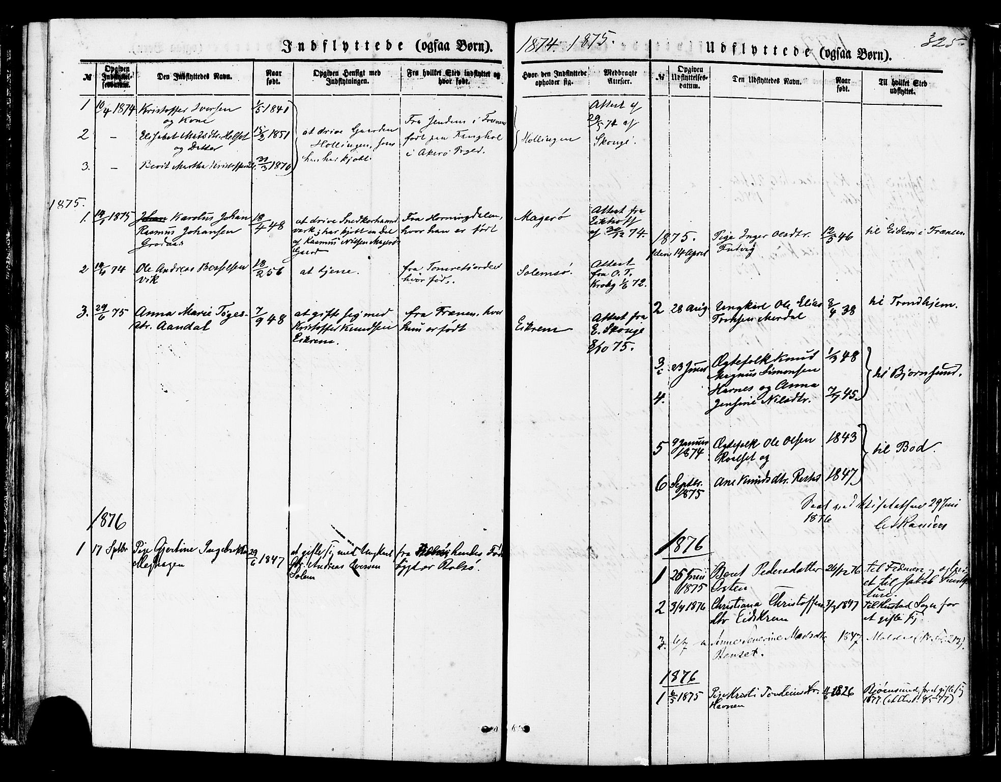 Ministerialprotokoller, klokkerbøker og fødselsregistre - Møre og Romsdal, AV/SAT-A-1454/560/L0720: Parish register (official) no. 560A04, 1873-1878, p. 325