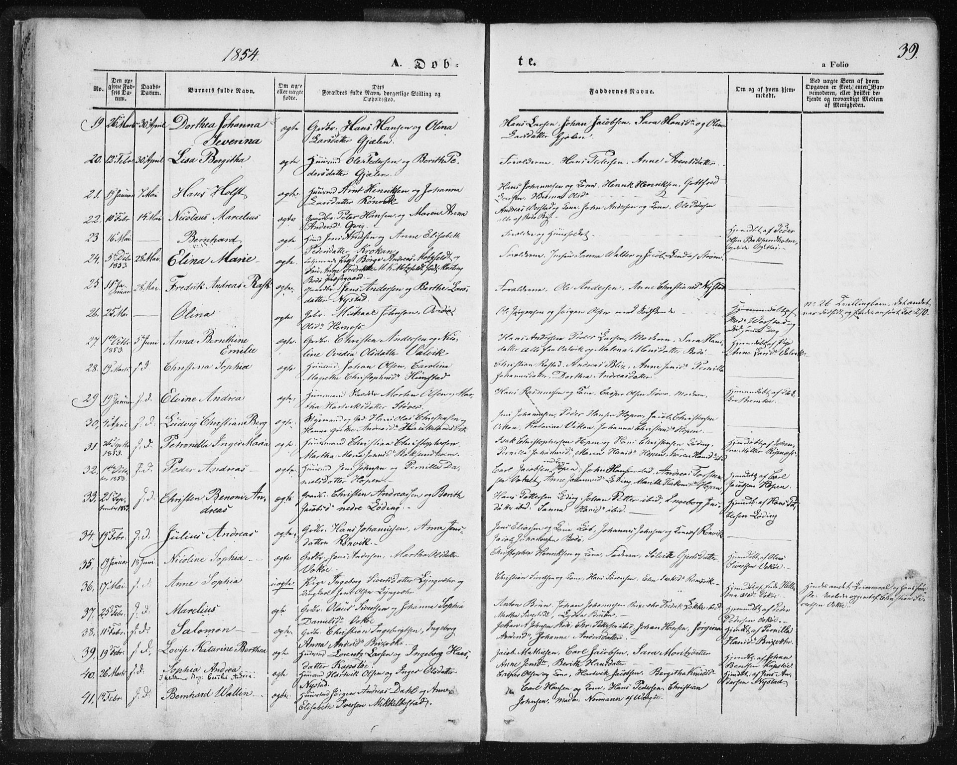 Ministerialprotokoller, klokkerbøker og fødselsregistre - Nordland, SAT/A-1459/801/L0007: Parish register (official) no. 801A07, 1845-1863, p. 39