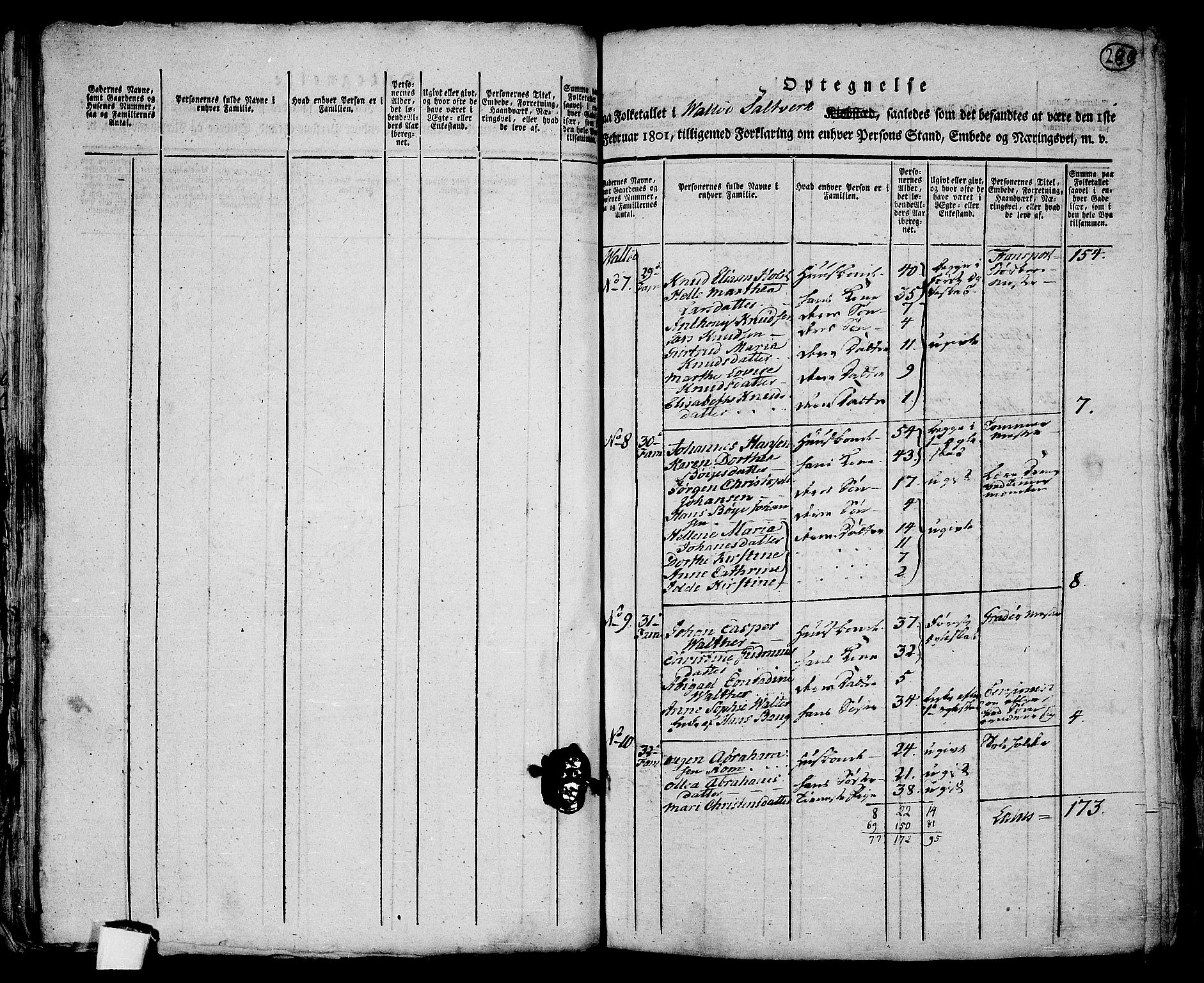 RA, 1801 census for 0721P Sem, 1801, p. 279b-280a