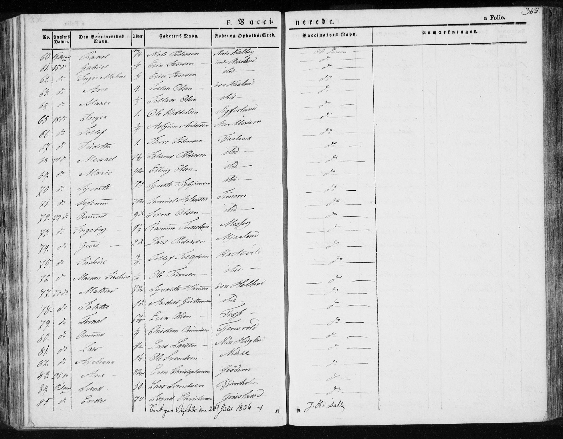 Lye sokneprestkontor, AV/SAST-A-101794/001/30BA/L0004: Parish register (official) no. A 4, 1826-1841, p. 365