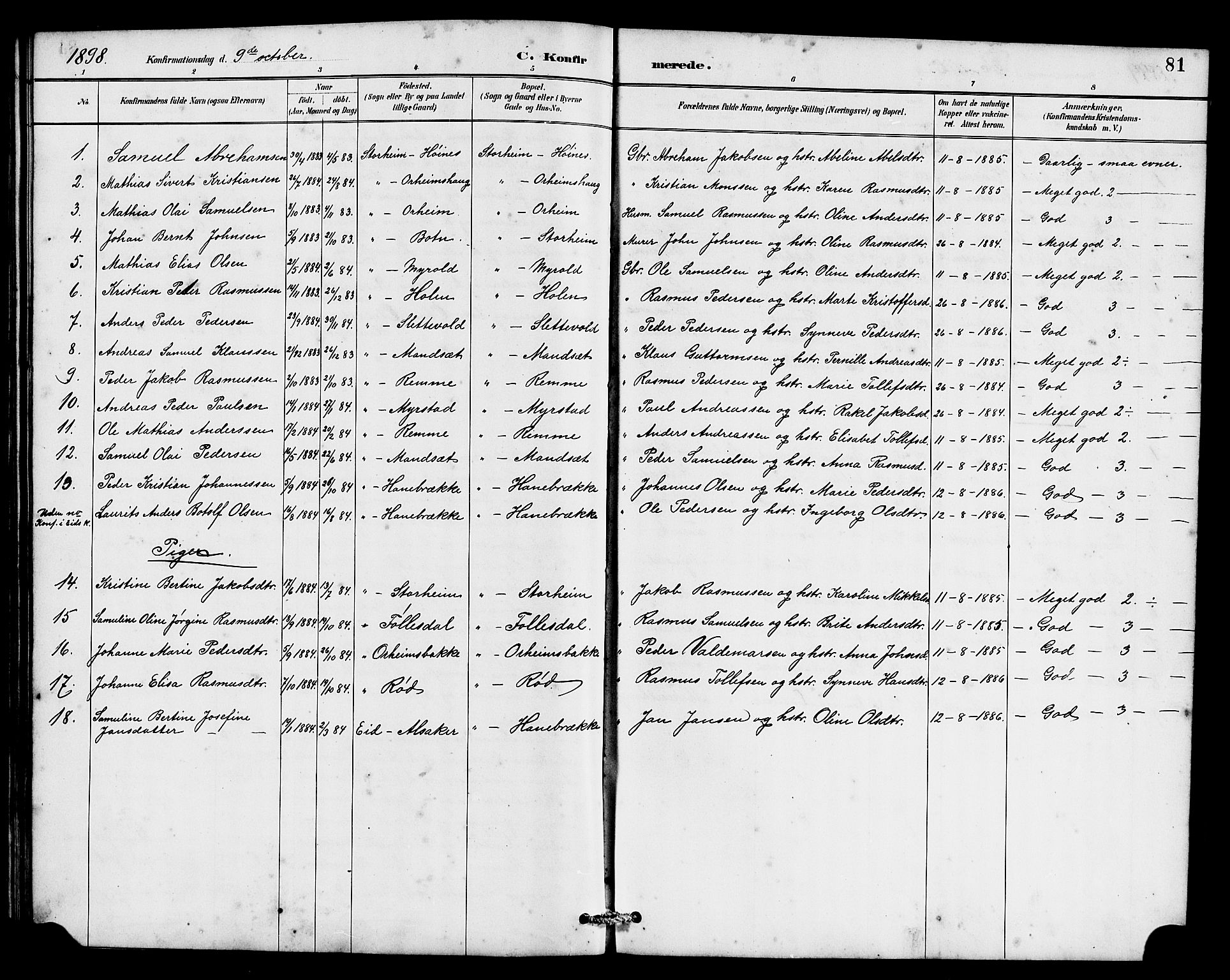 Eid sokneprestembete, SAB/A-82301/H/Hab/Habc/L0002: Parish register (copy) no. C 2, 1887-1906, p. 81