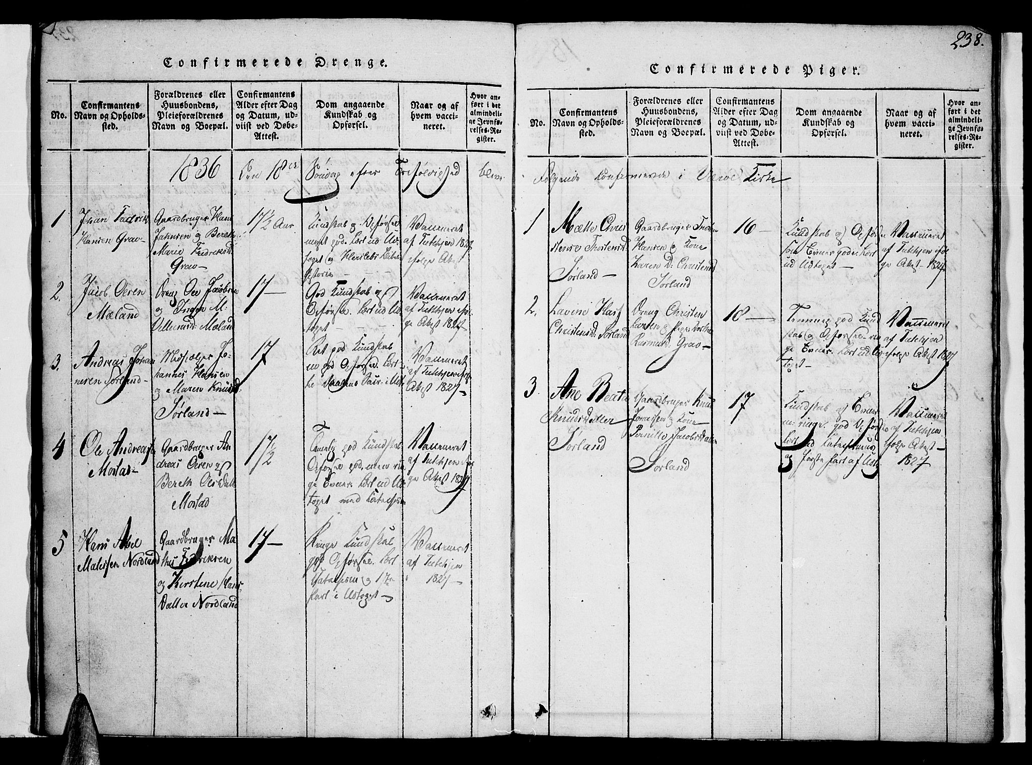 Ministerialprotokoller, klokkerbøker og fødselsregistre - Nordland, SAT/A-1459/807/L0120: Parish register (official) no. 807A03, 1821-1848, p. 238