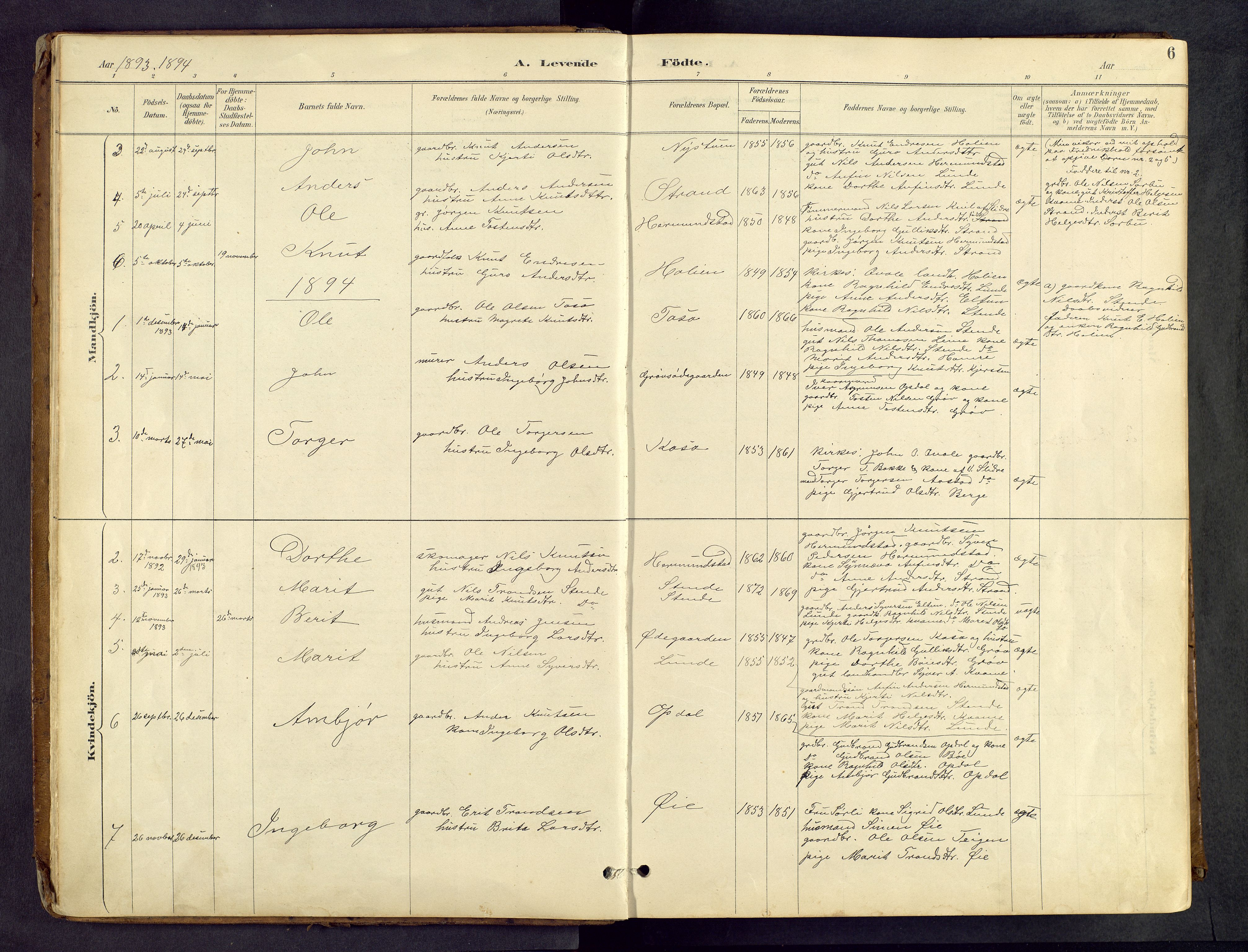 Vang prestekontor, Valdres, SAH/PREST-140/H/Hb/L0005: Parish register (copy) no. 5, 1889-1945, p. 6