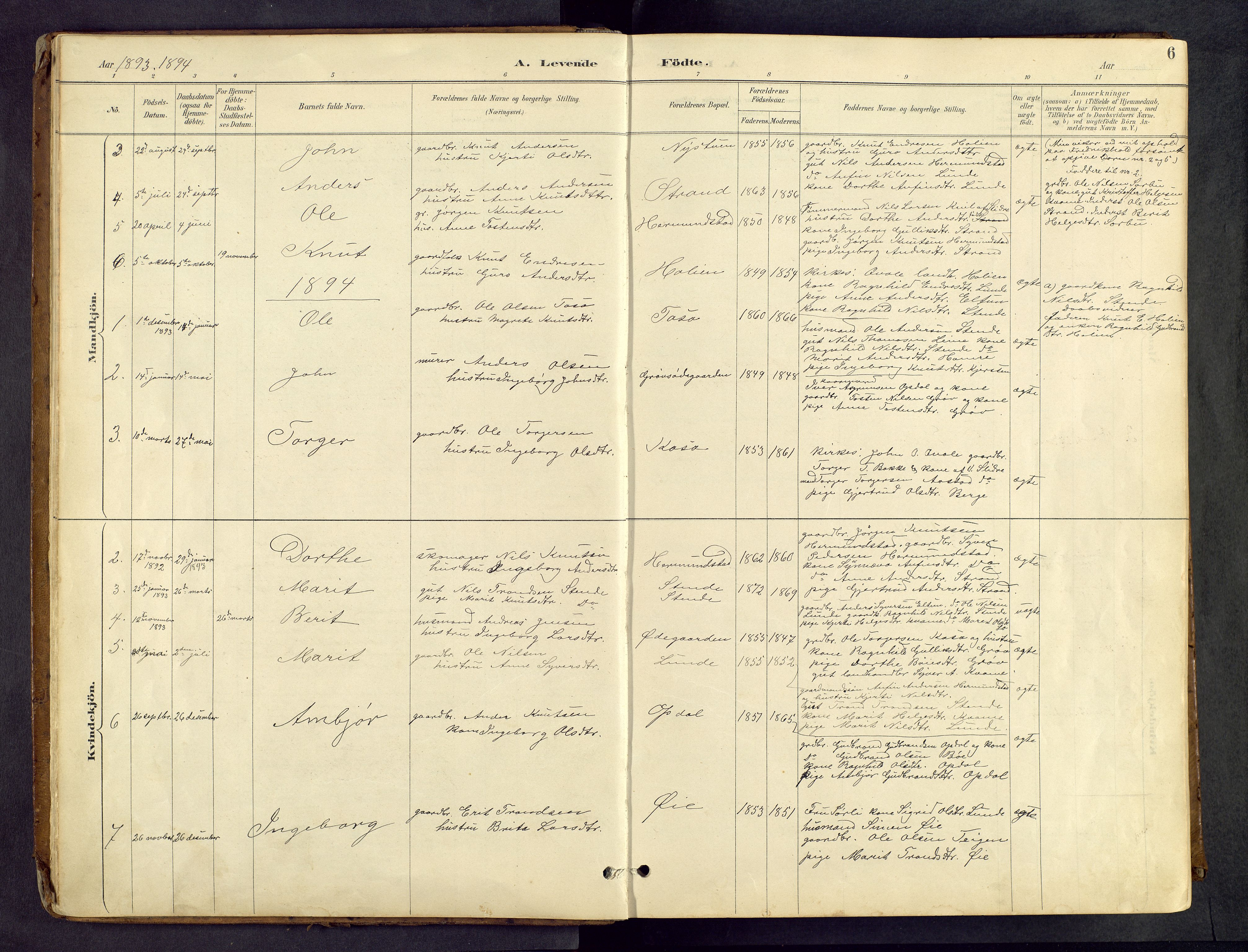 Vang prestekontor, Valdres, AV/SAH-PREST-140/H/Hb/L0005: Parish register (copy) no. 5, 1889-1945, p. 6