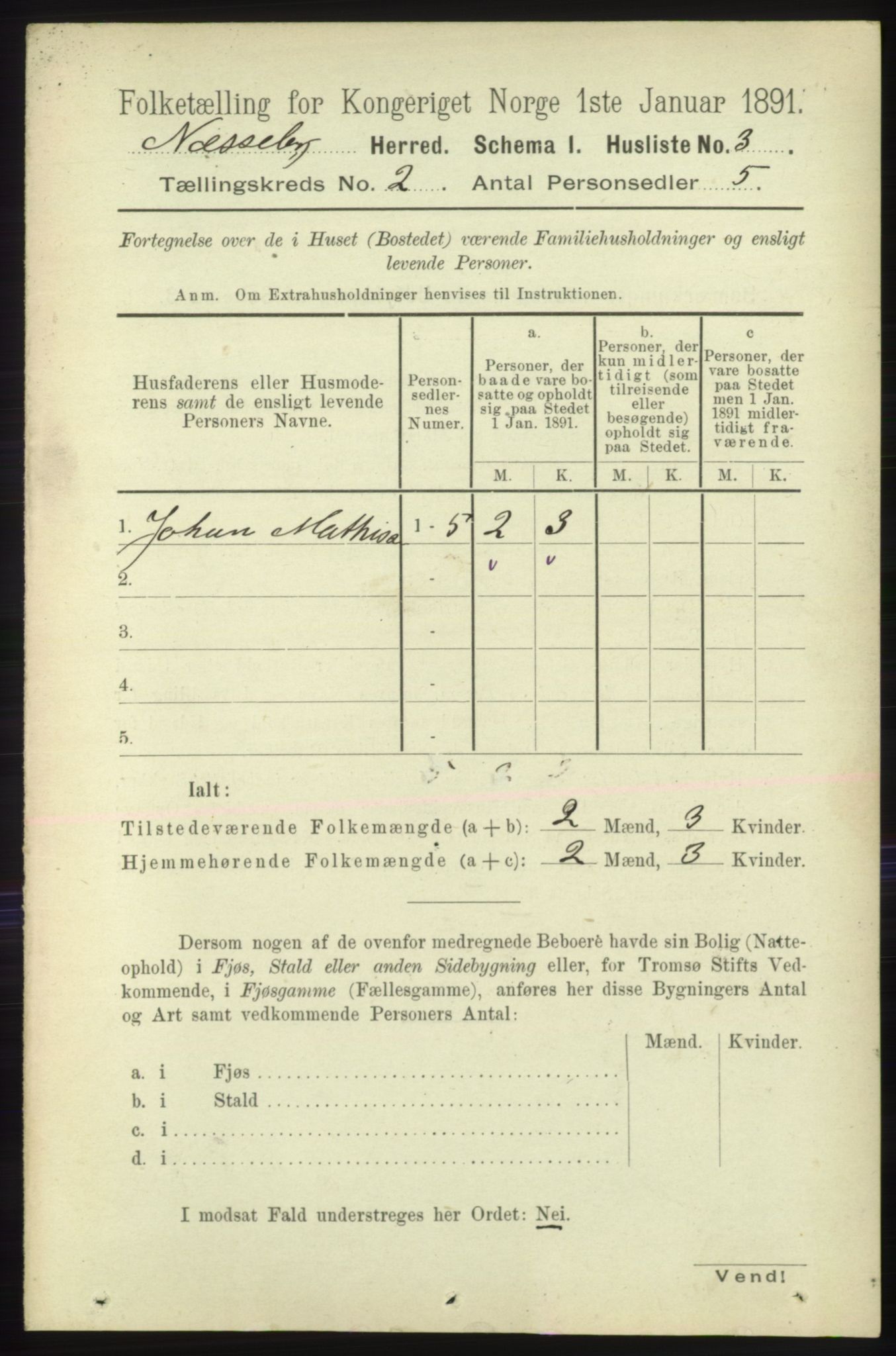 RA, 1891 census for 2027 Nesseby, 1891, p. 576