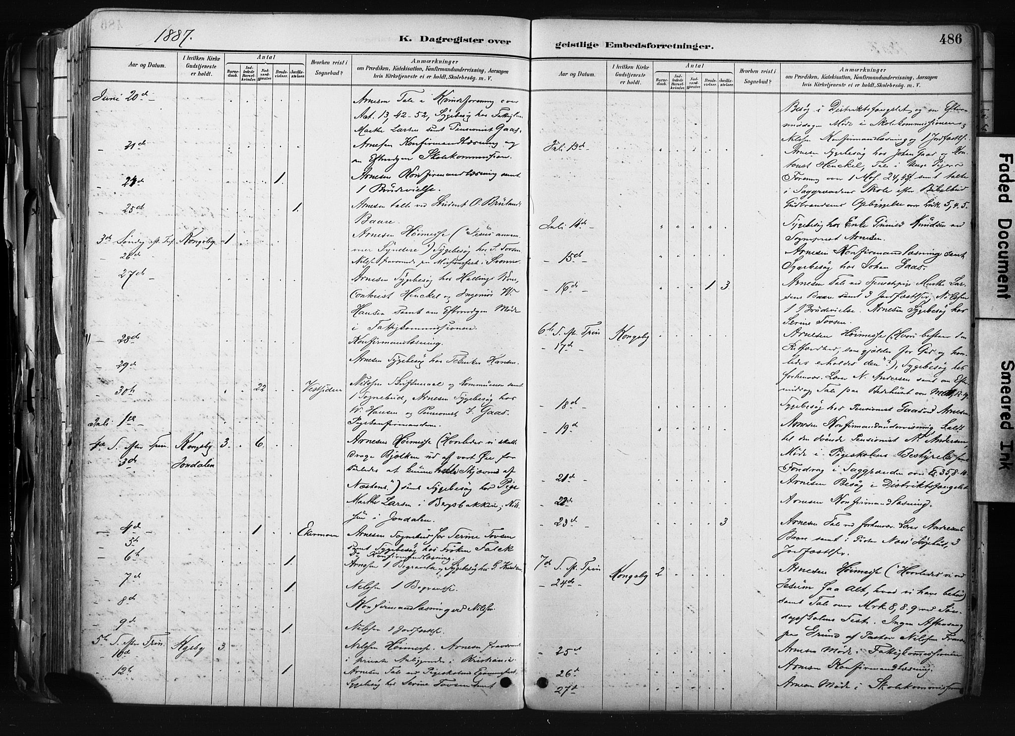 Kongsberg kirkebøker, AV/SAKO-A-22/F/Fb/L0002: Parish register (official) no. II 2, 1886-1896, p. 486