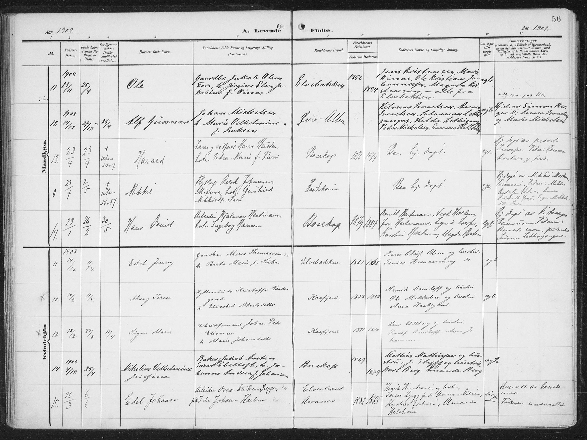 Alta sokneprestkontor, SATØ/S-1338/H/Ha/L0005.kirke: Parish register (official) no. 5, 1904-1918, p. 56