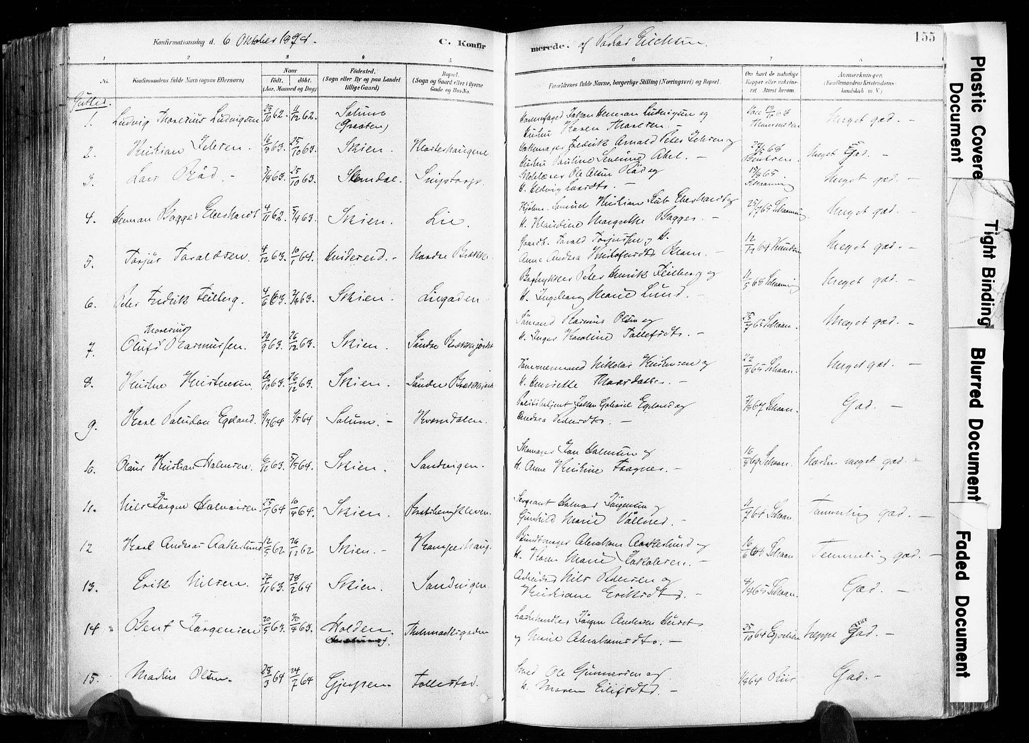 Skien kirkebøker, AV/SAKO-A-302/F/Fa/L0009: Parish register (official) no. 9, 1878-1890, p. 155