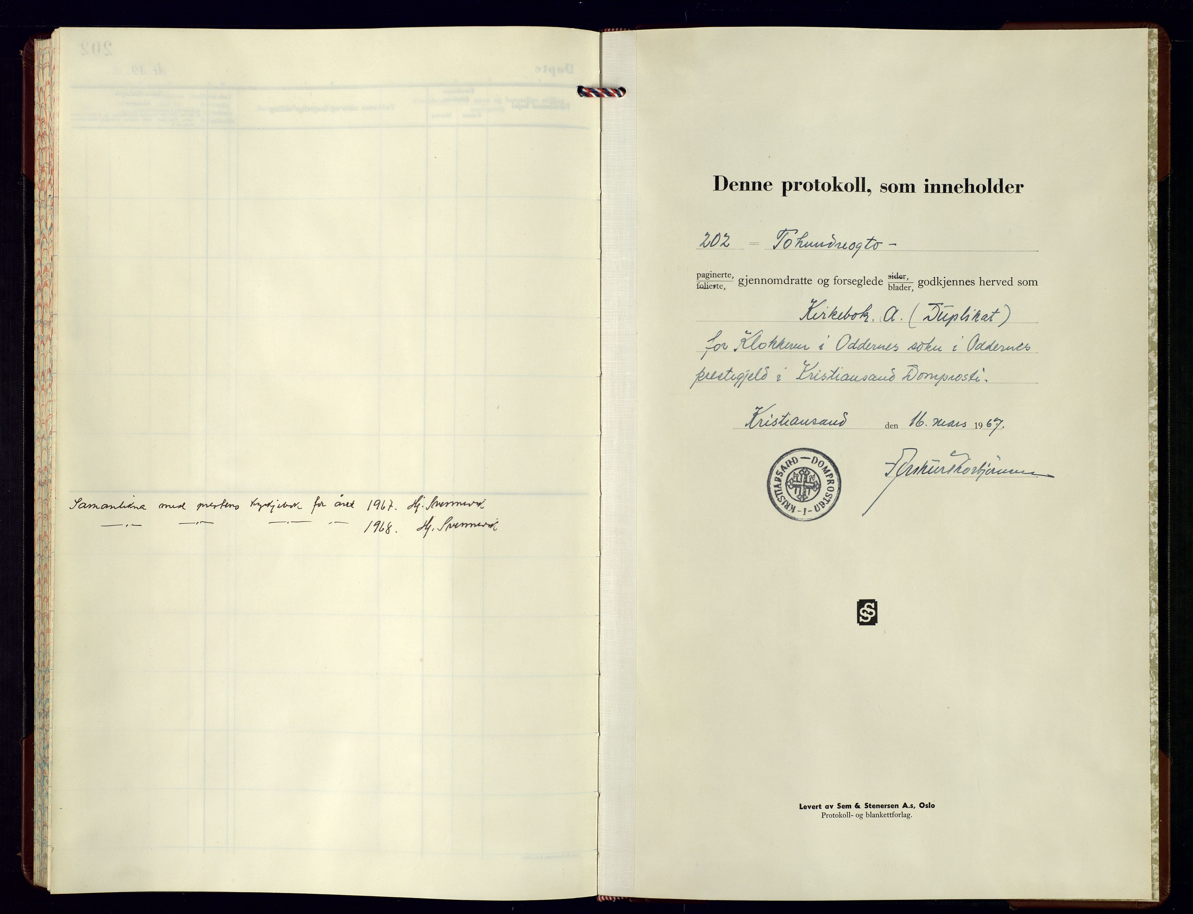 Oddernes sokneprestkontor, SAK/1111-0033/F/Fb/Fba/L0014: Parish register (copy) no. B-14, 1967-1969