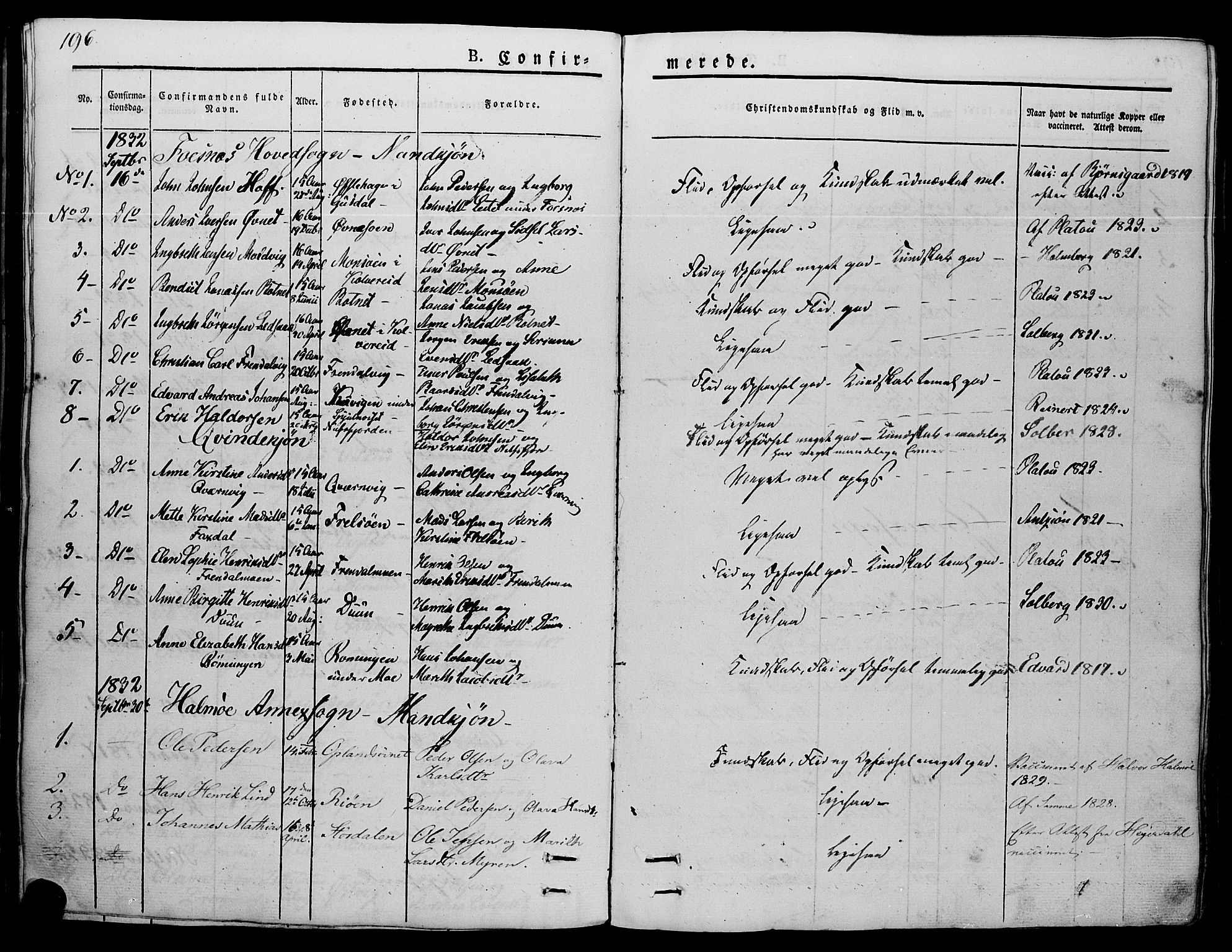 Ministerialprotokoller, klokkerbøker og fødselsregistre - Nord-Trøndelag, SAT/A-1458/773/L0614: Parish register (official) no. 773A05, 1831-1856, p. 196