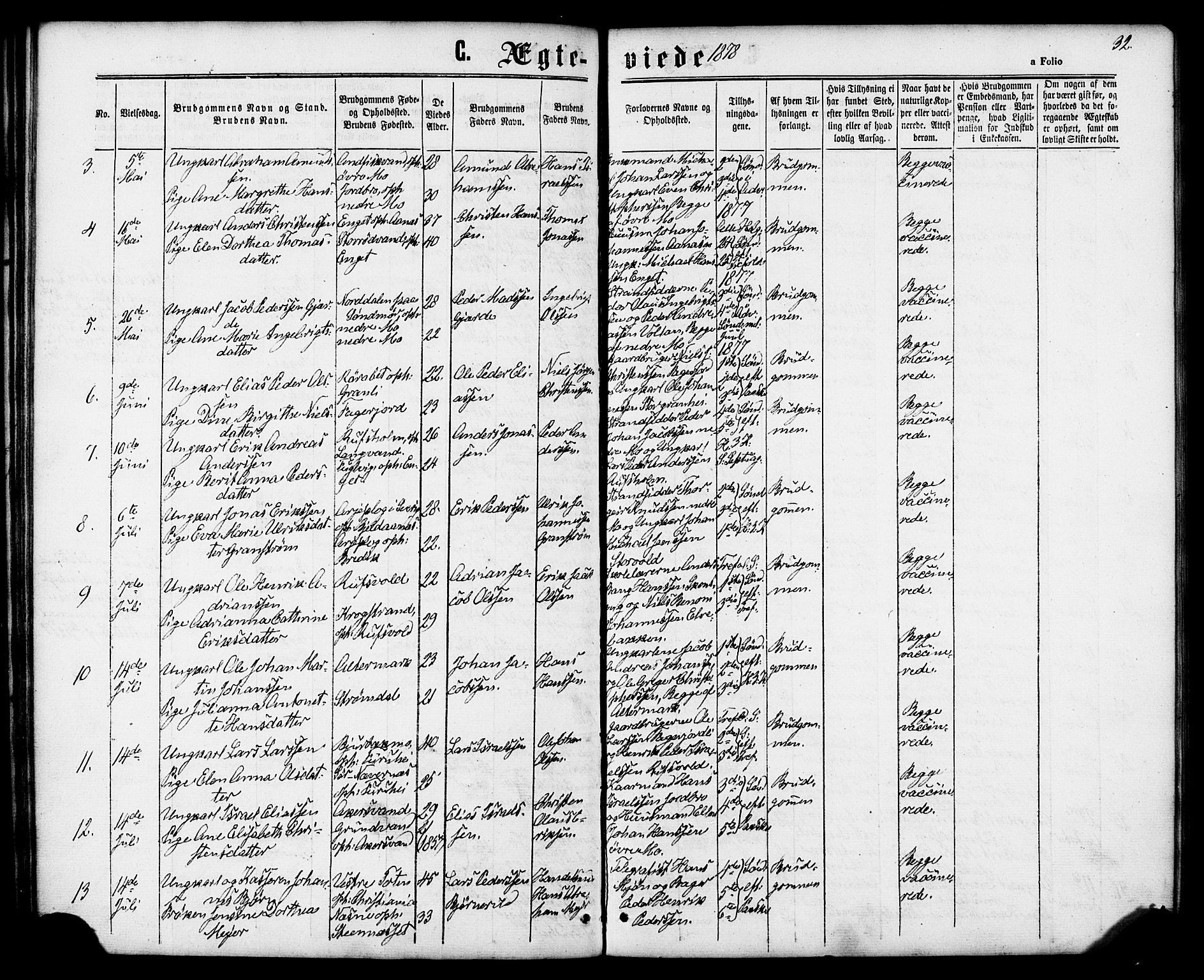 Ministerialprotokoller, klokkerbøker og fødselsregistre - Nordland, AV/SAT-A-1459/827/L0395: Parish register (official) no. 827A07, 1864-1886, p. 32