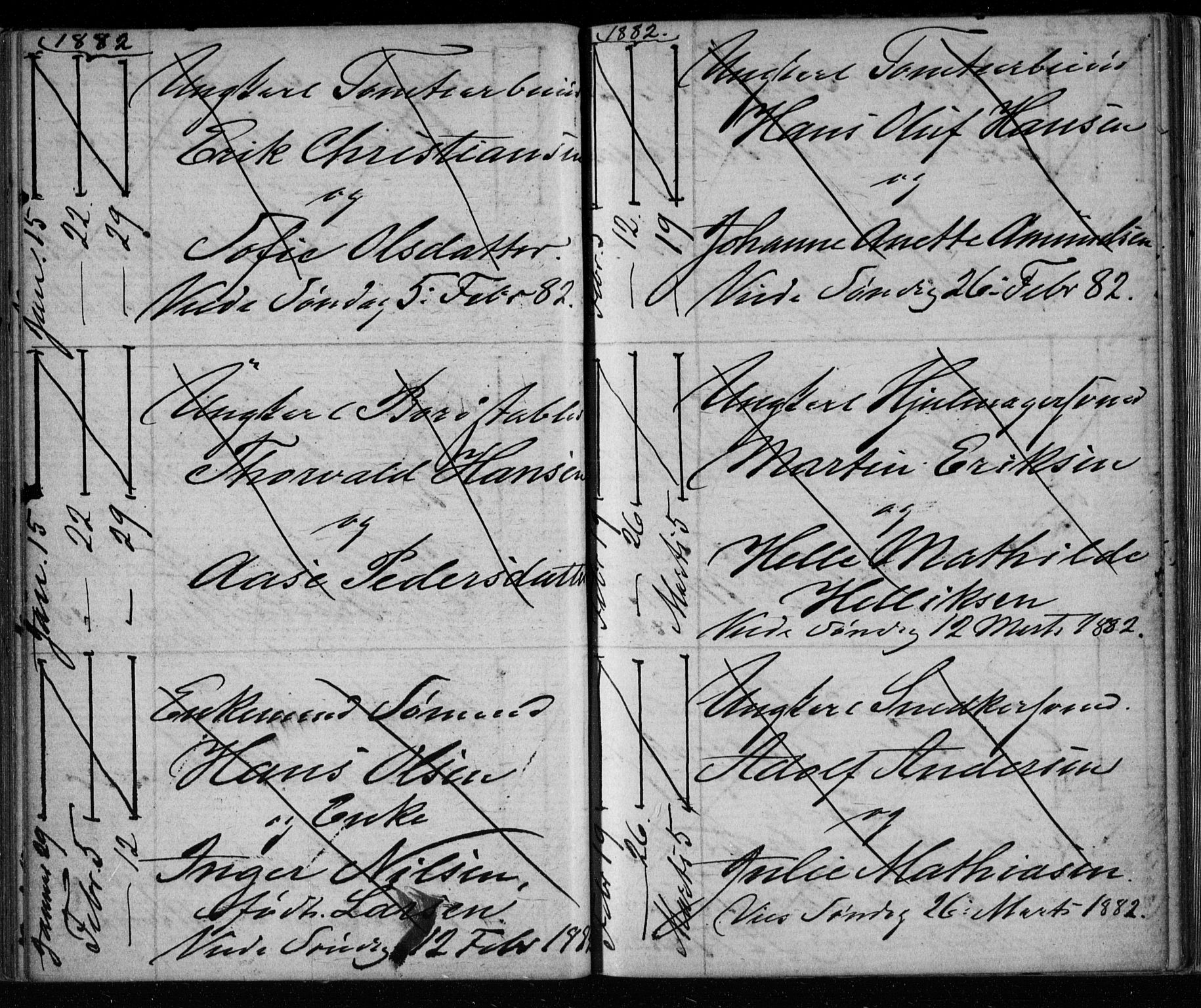 Bragernes kirkebøker, AV/SAKO-A-6/H/Ha/L0006: Banns register no. 6, 1873-1896