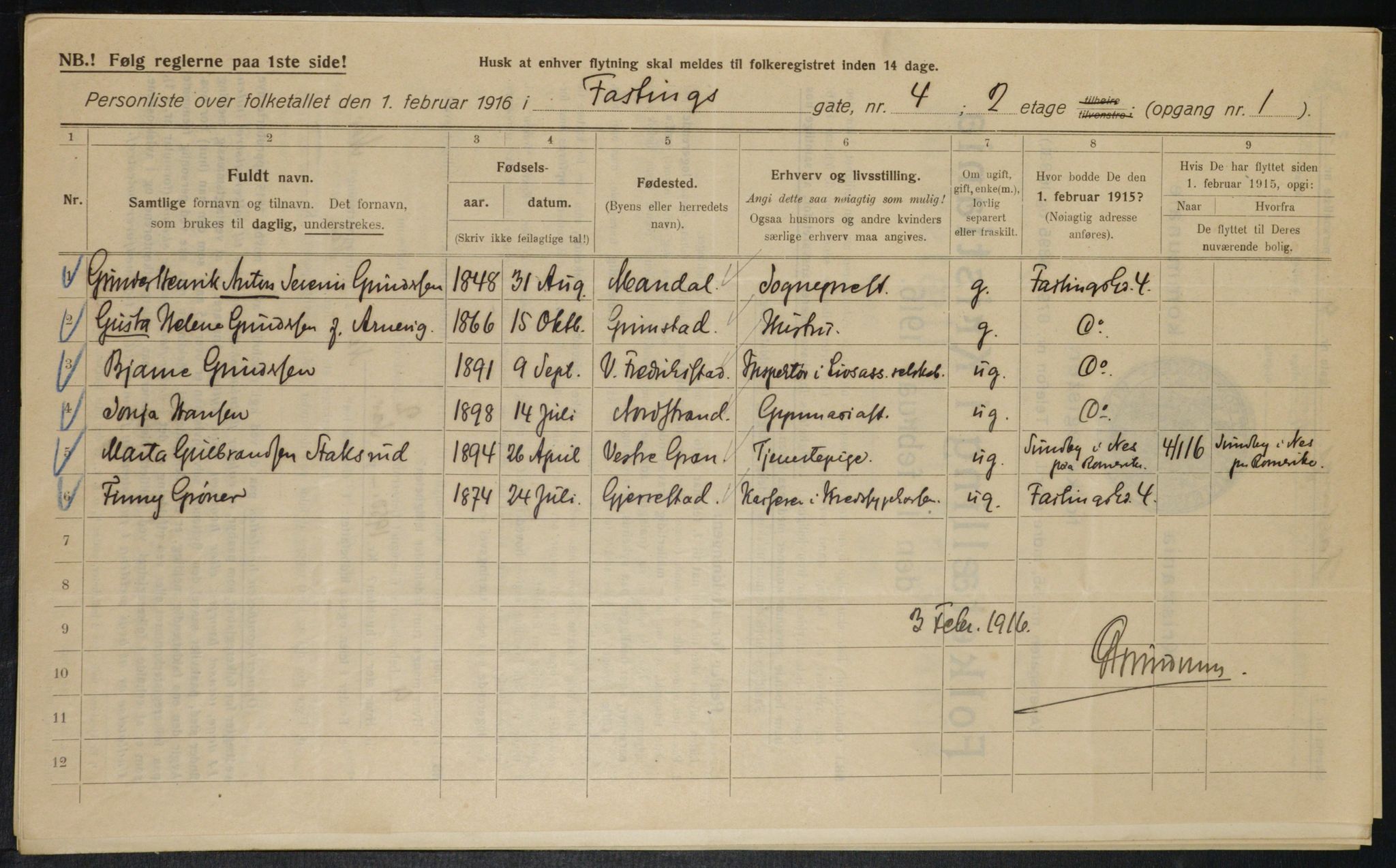 OBA, Municipal Census 1916 for Kristiania, 1916, p. 24025