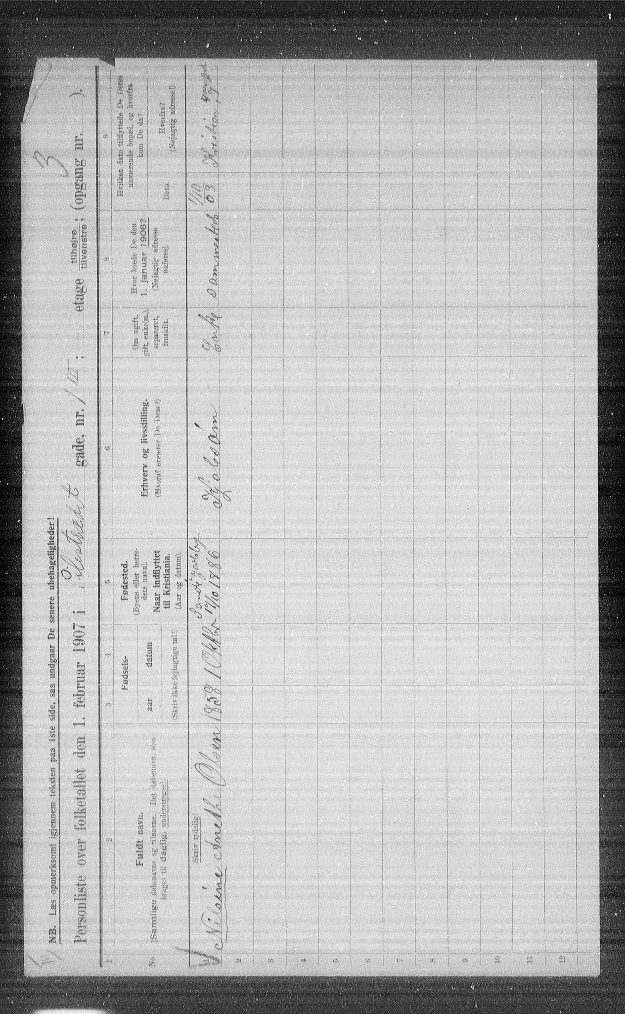 OBA, Municipal Census 1907 for Kristiania, 1907, p. 40345