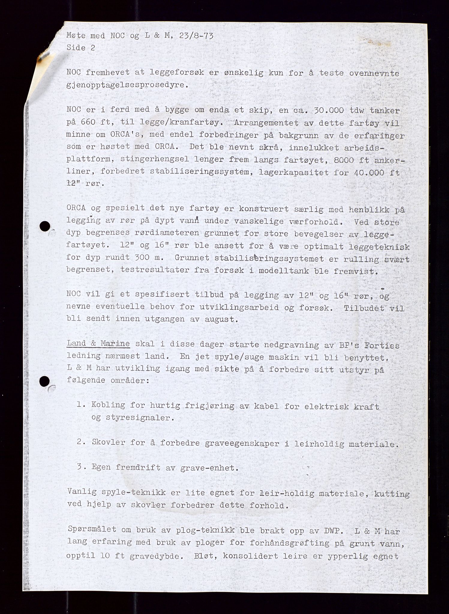 Industridepartementet, Oljekontoret, AV/SAST-A-101348/Di/L0001: DWP, møter juni - november, komiteemøter nr. 19 - 26, 1973-1974, p. 192