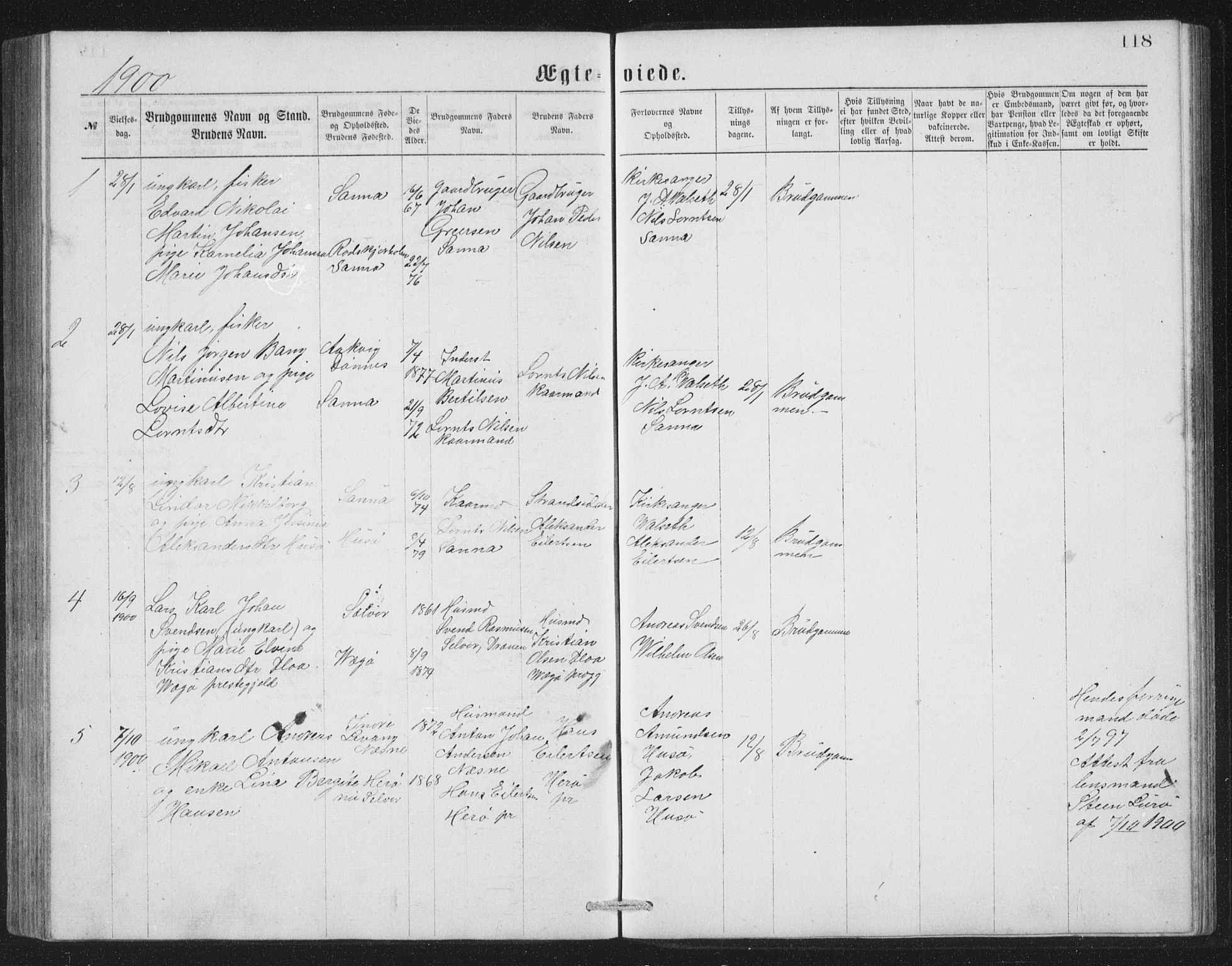 Ministerialprotokoller, klokkerbøker og fødselsregistre - Nordland, AV/SAT-A-1459/840/L0582: Parish register (copy) no. 840C02, 1874-1900, p. 118