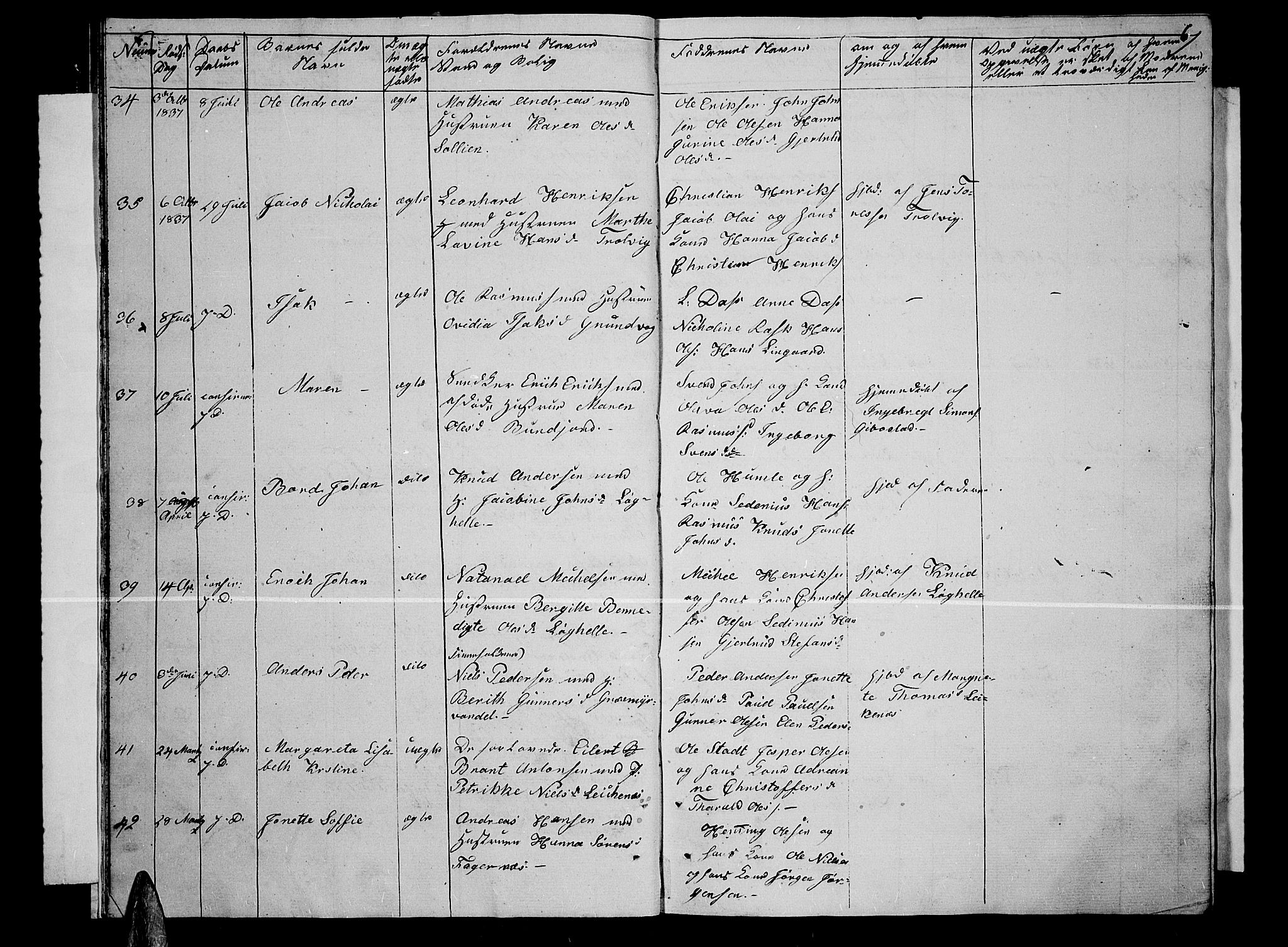 Lenvik sokneprestembete, SATØ/S-1310/H/Ha/Hab/L0002klokker: Parish register (copy) no. 2, 1838-1843, p. 6