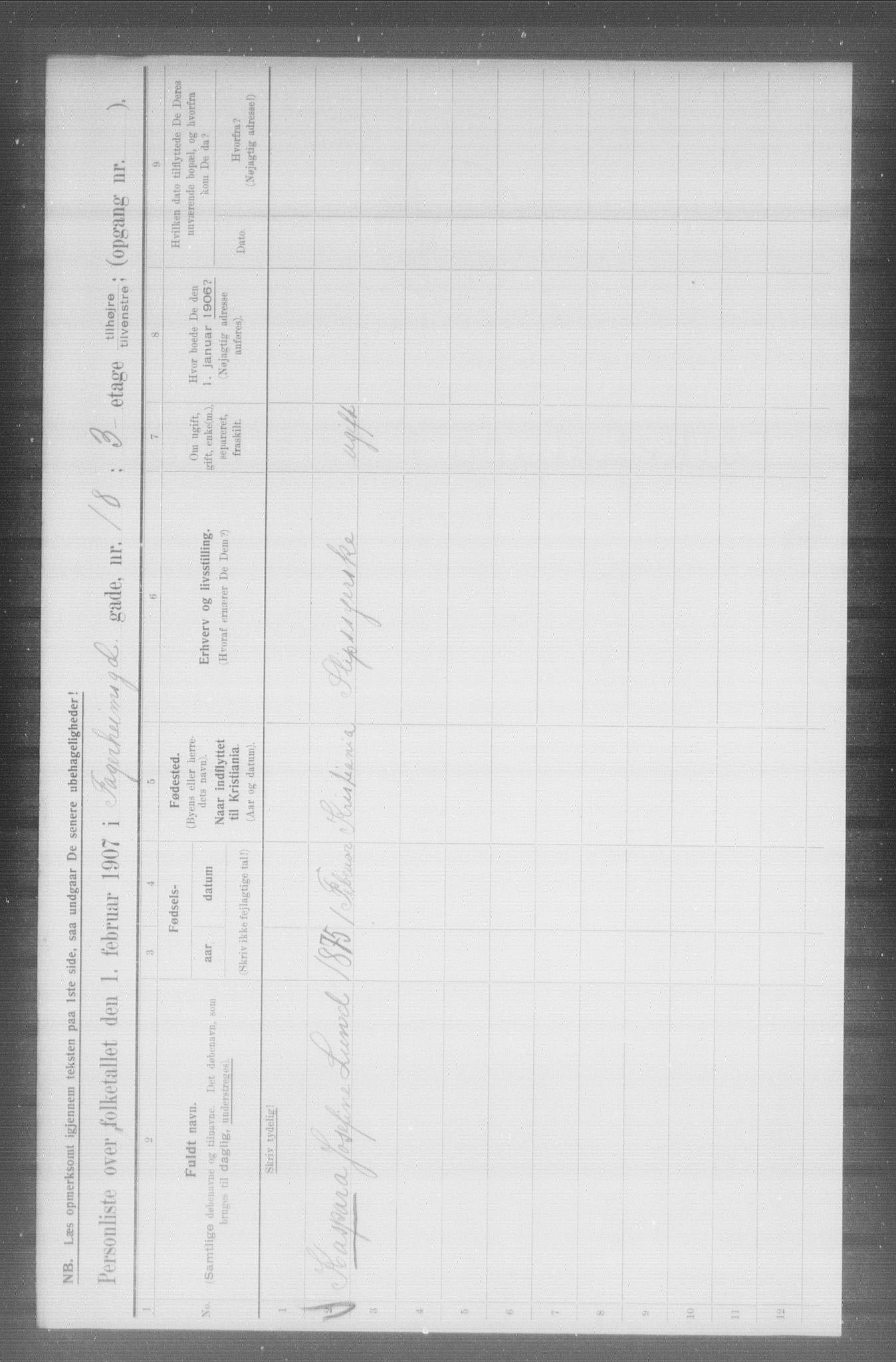 OBA, Municipal Census 1907 for Kristiania, 1907, p. 11701