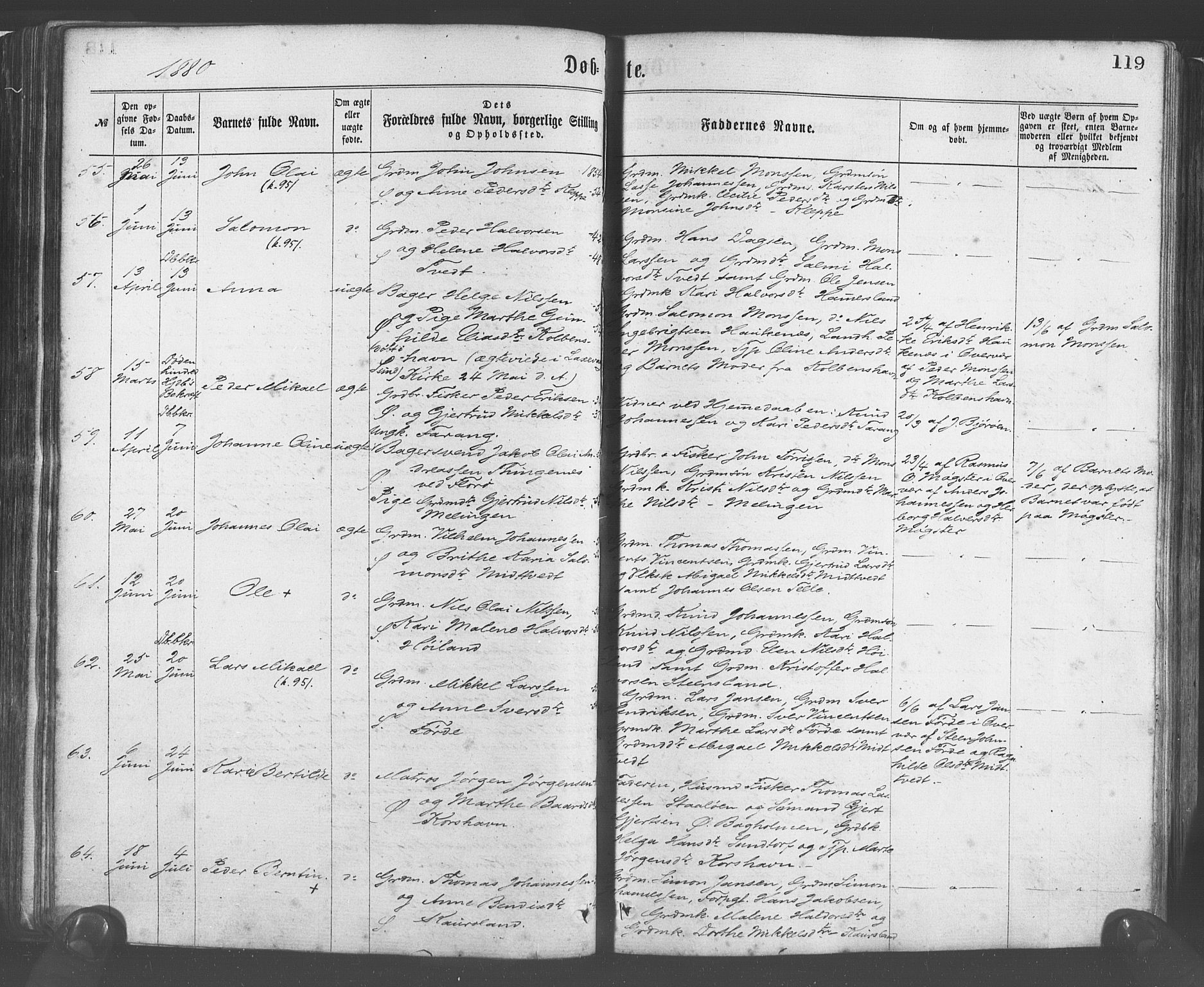 Sund sokneprestembete, AV/SAB-A-99930: Parish register (official) no. A 15, 1867-1881, p. 119