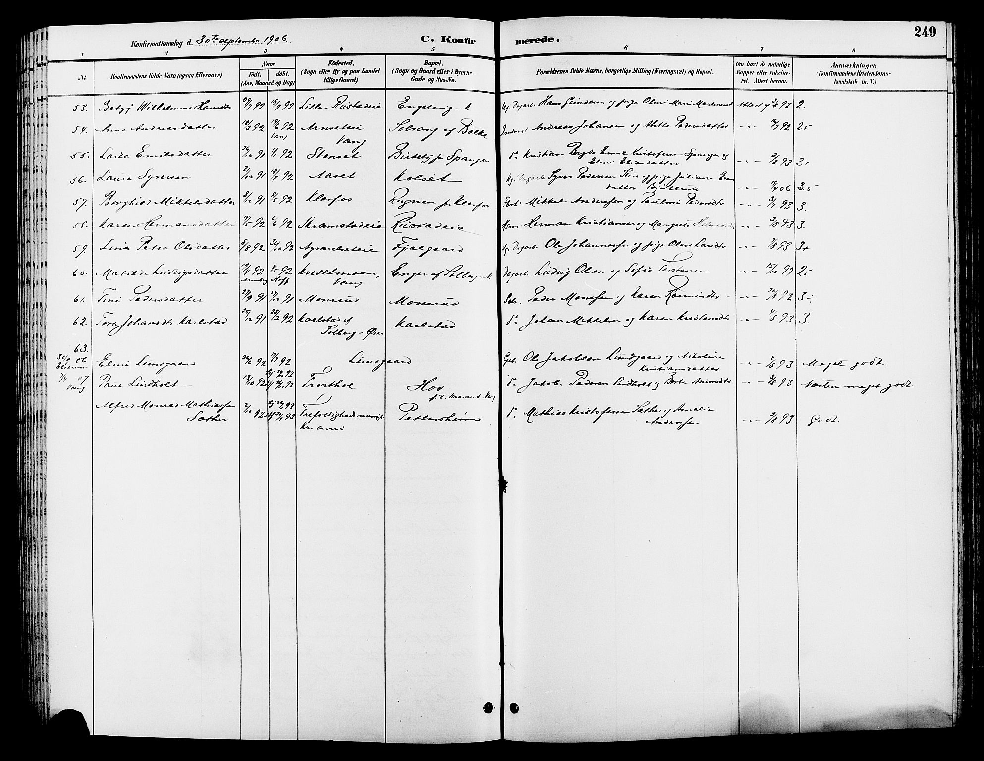 Løten prestekontor, AV/SAH-PREST-022/L/La/L0006: Parish register (copy) no. 6, 1892-1909, p. 249