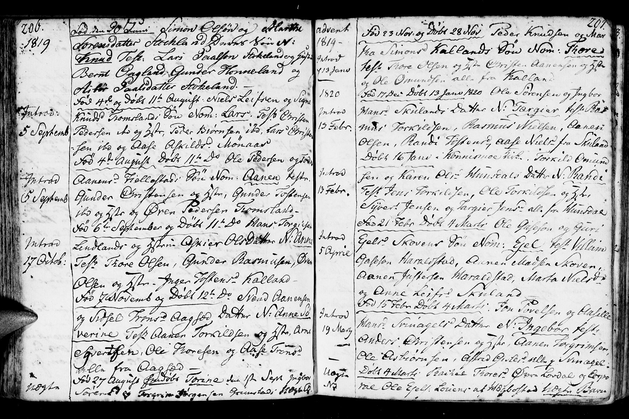 Holum sokneprestkontor, AV/SAK-1111-0022/F/Fa/Fab/L0004: Parish register (official) no. A 4, 1774-1847, p. 206-207