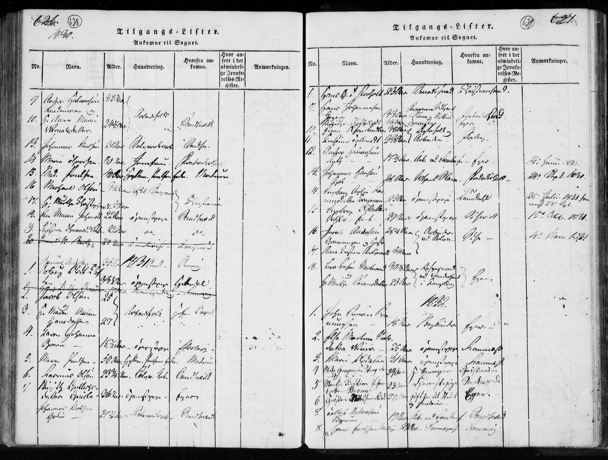 Kongsberg kirkebøker, SAKO/A-22/F/Fa/L0008: Parish register (official) no. I 8, 1816-1839, p. 638-639