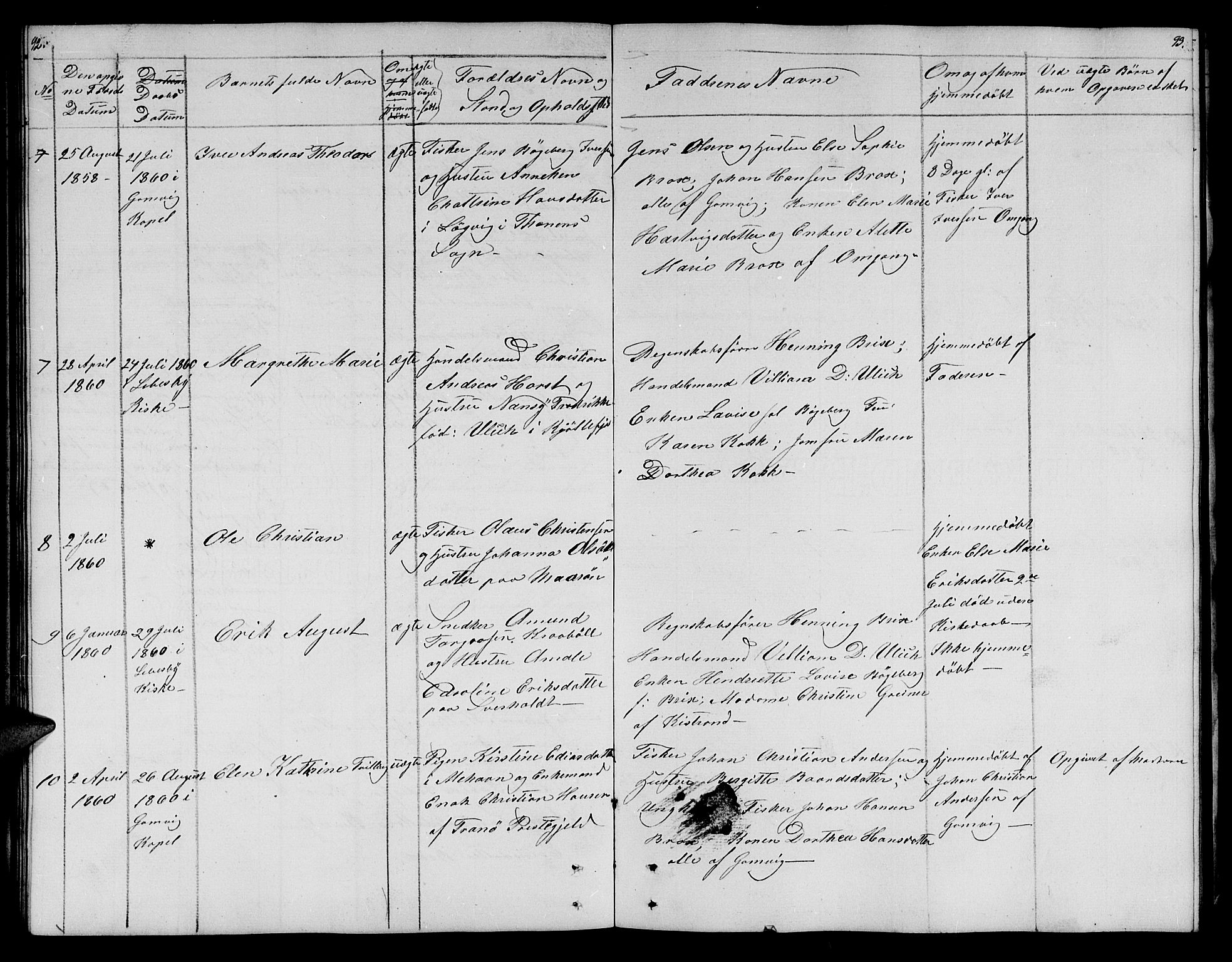 Lebesby sokneprestkontor, AV/SATØ-S-1353/H/Hb/L0001klokker: Parish register (copy) no. 1, 1846-1862, p. 92-93