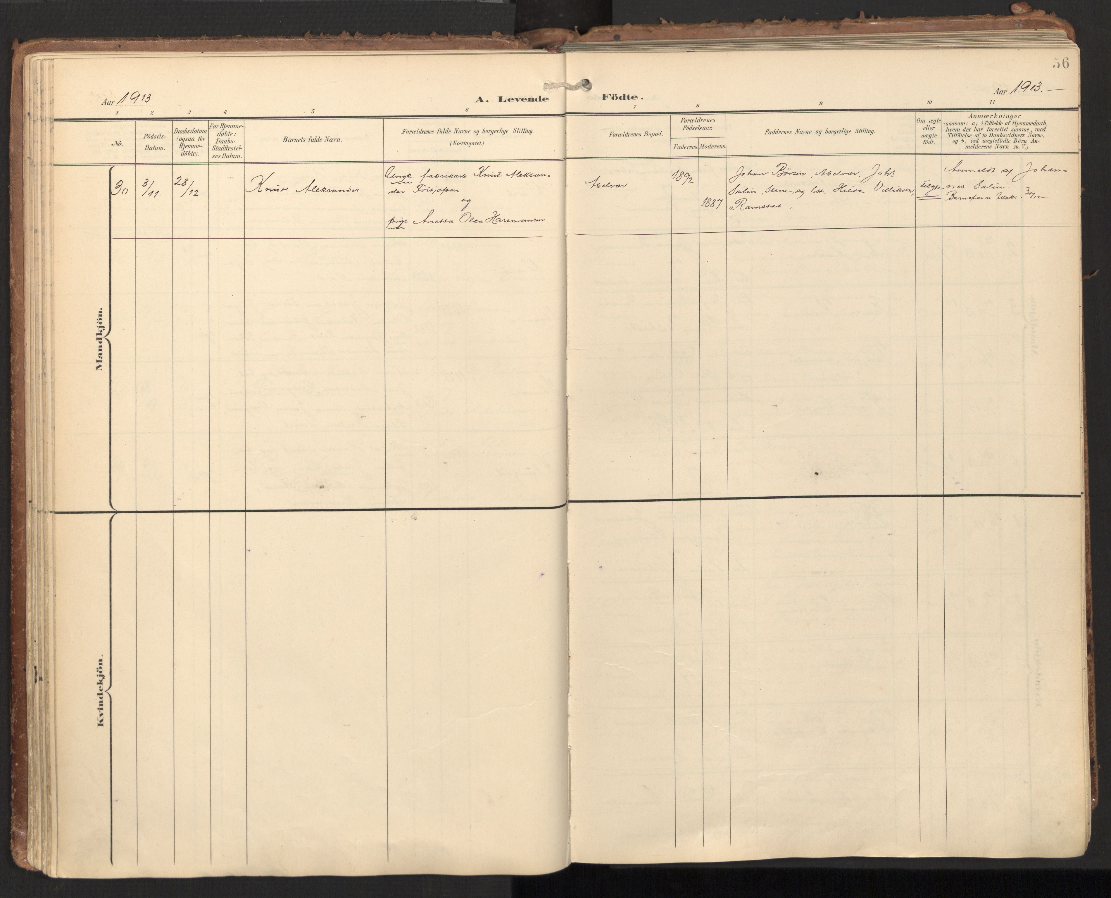 Ministerialprotokoller, klokkerbøker og fødselsregistre - Nord-Trøndelag, SAT/A-1458/784/L0677: Parish register (official) no. 784A12, 1900-1920, p. 56