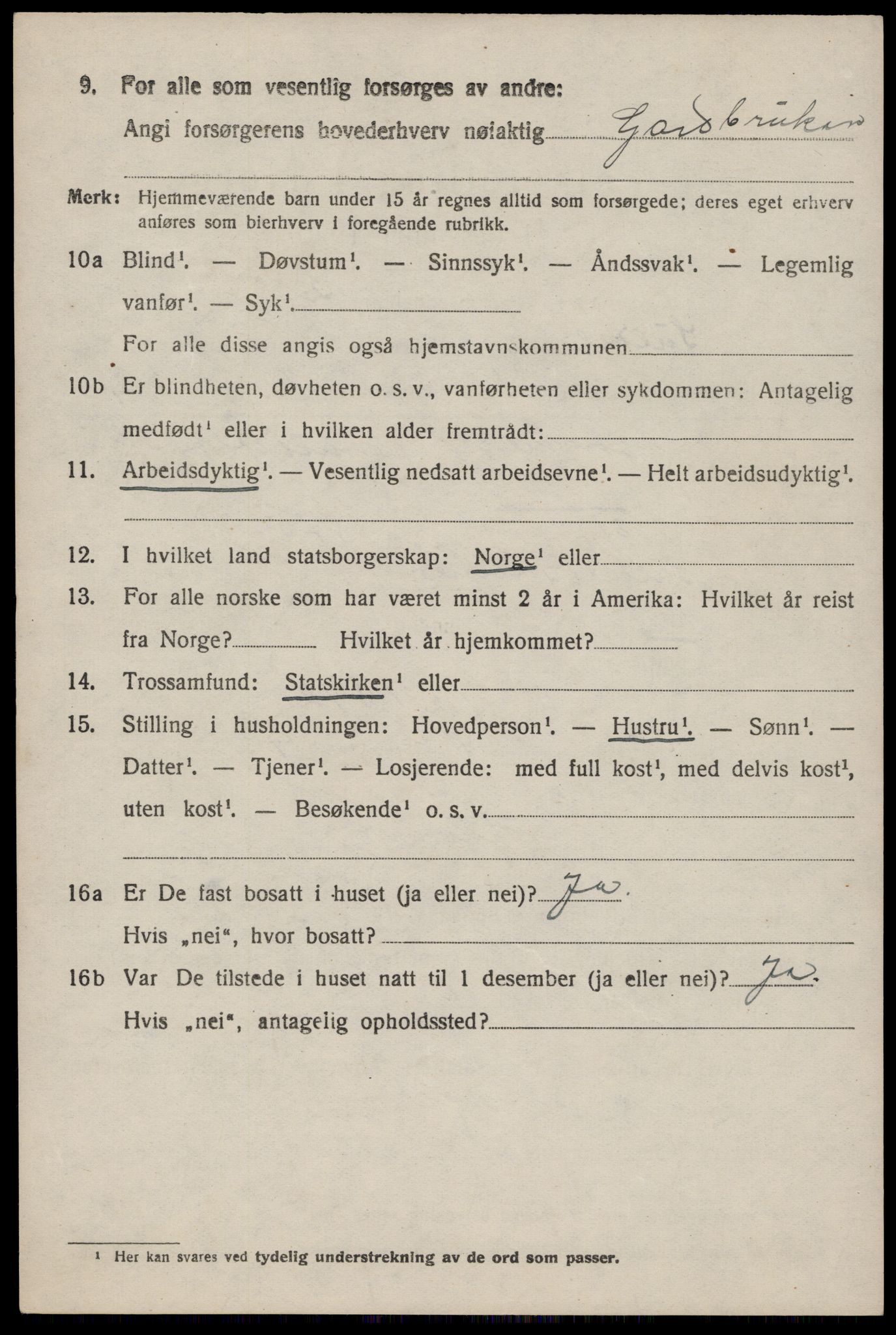 SAST, 1920 census for Suldal, 1920, p. 2707