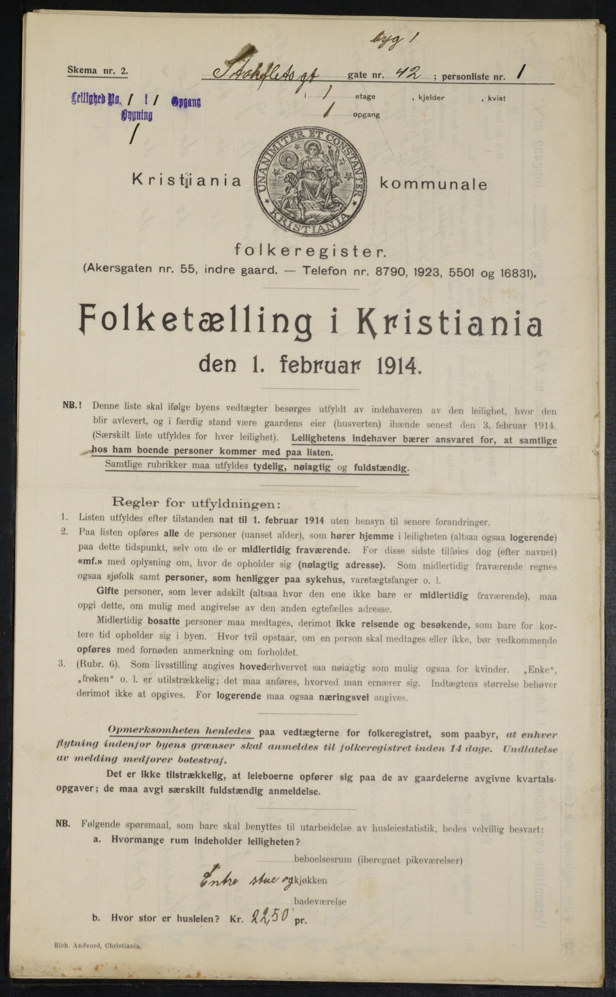 OBA, Municipal Census 1914 for Kristiania, 1914, p. 102273
