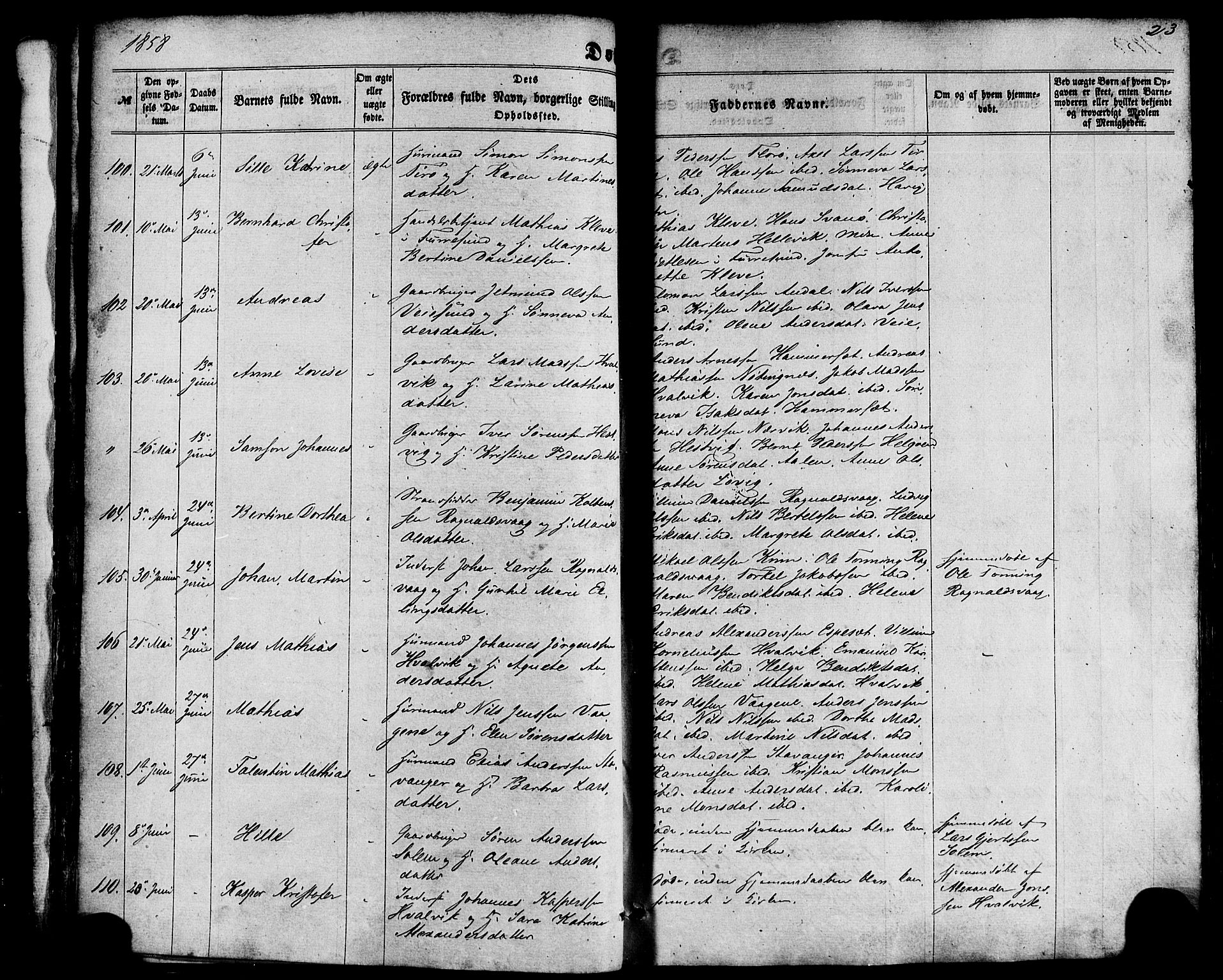 Kinn sokneprestembete, SAB/A-80801/H/Haa/Haaa/L0006: Parish register (official) no. A 6, 1857-1885, p. 23
