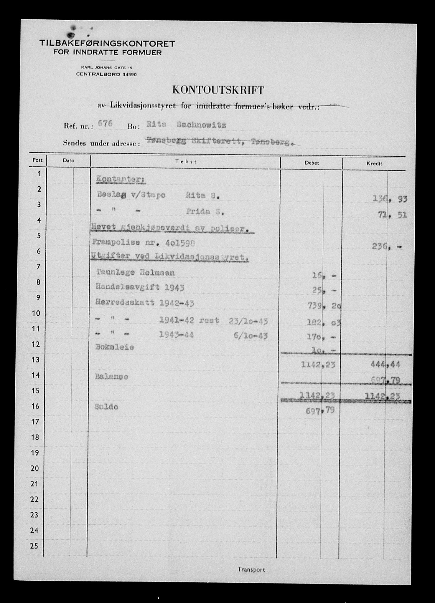 Justisdepartementet, Tilbakeføringskontoret for inndratte formuer, AV/RA-S-1564/H/Hc/Hcd/L1005: --, 1945-1947, p. 29