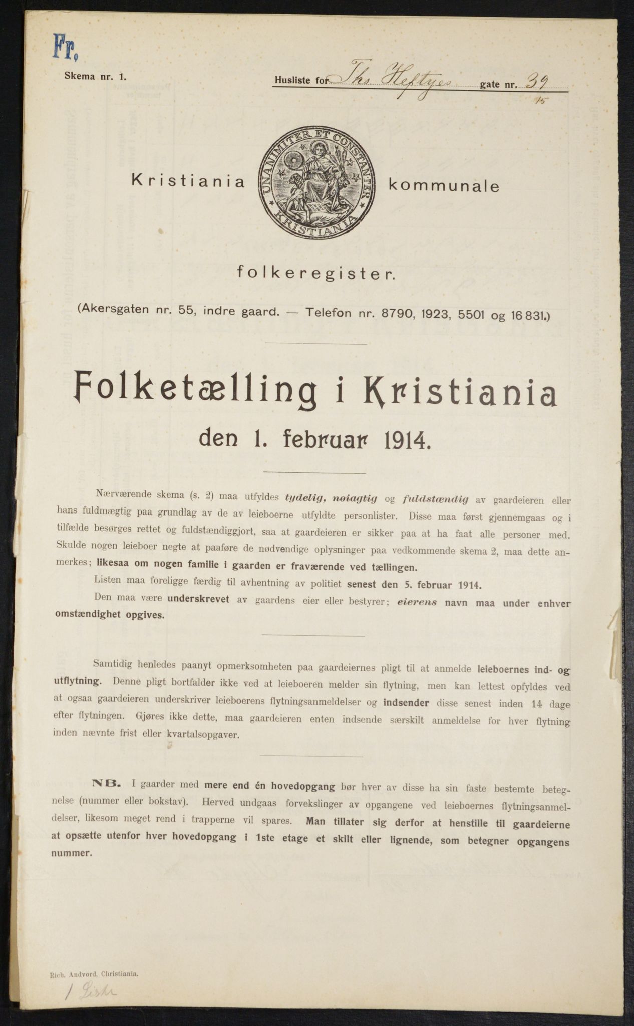 OBA, Municipal Census 1914 for Kristiania, 1914, p. 109681