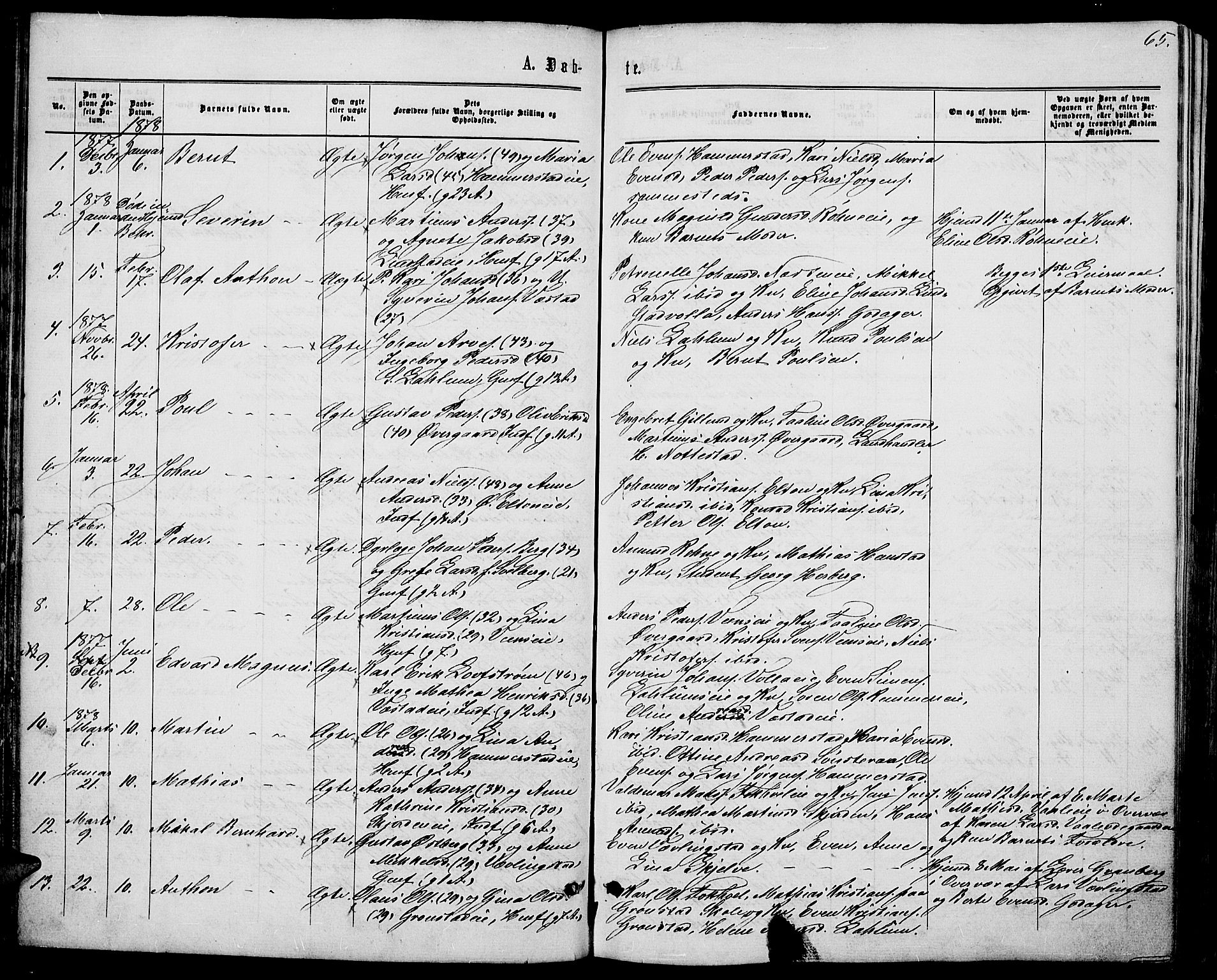 Stange prestekontor, SAH/PREST-002/L/L0006: Parish register (copy) no. 6, 1864-1882, p. 65